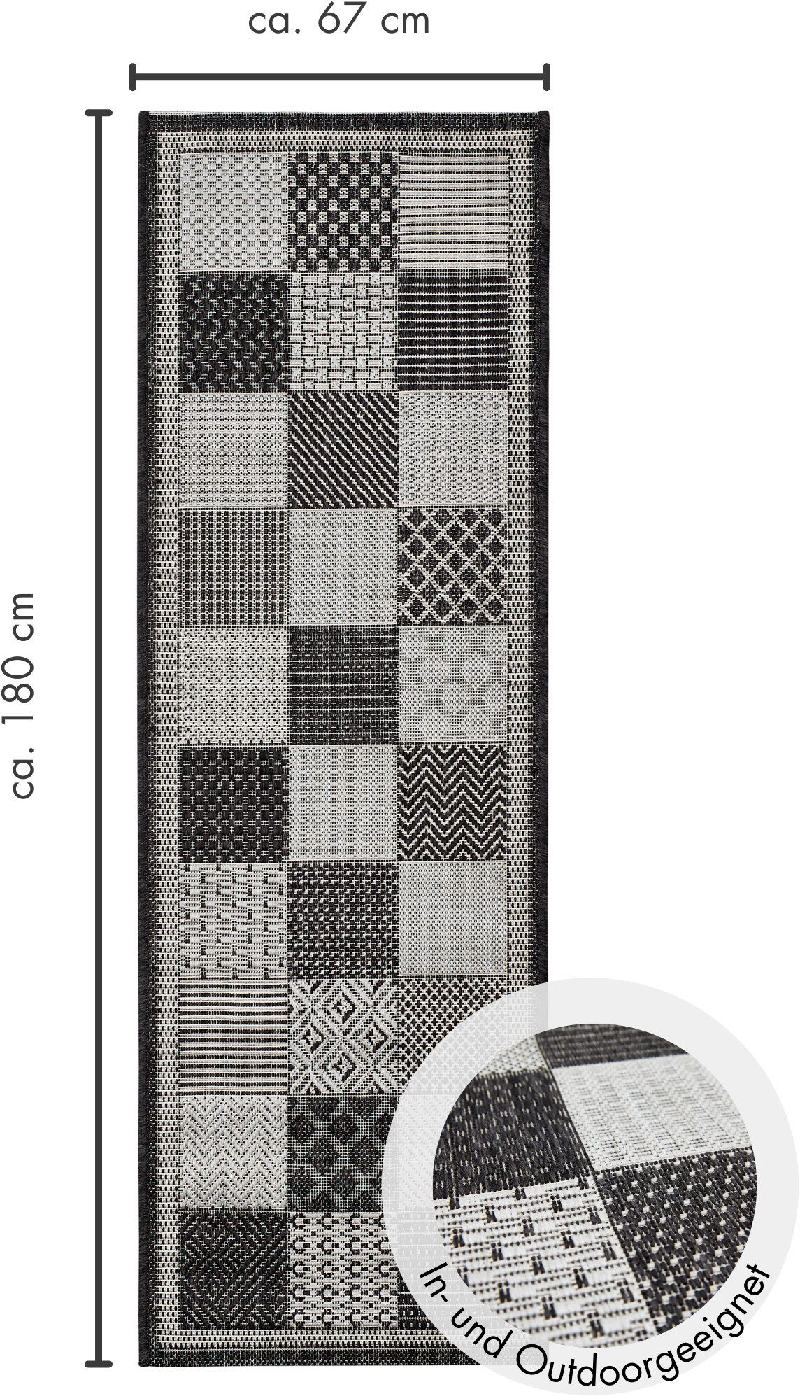 Andiamo Loper ARIZONA 2 Platweefsel, patchworkdesign, geschikt voor binnen en buiten