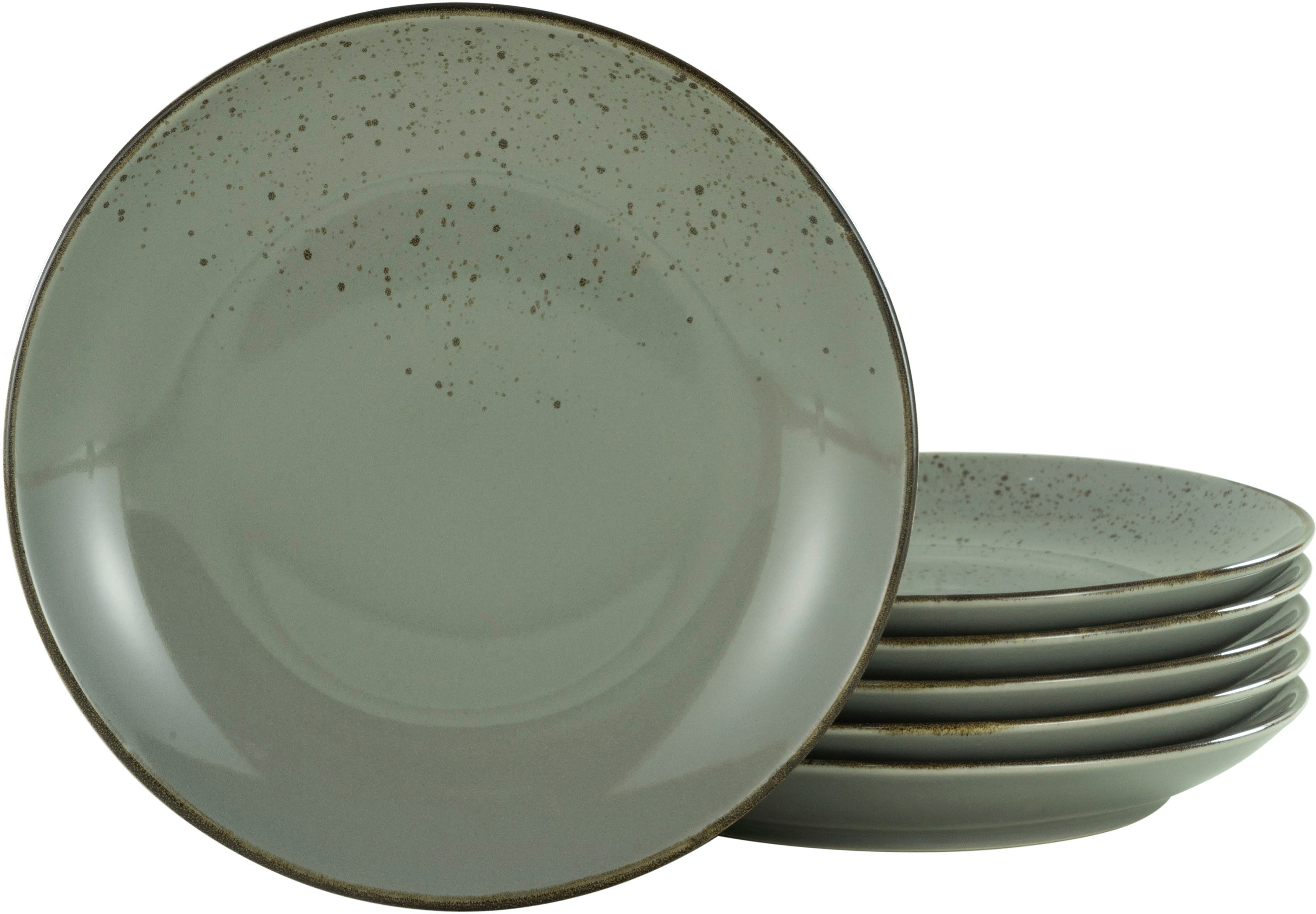 CreaTable Plat bord Dinerbord nature collection Bordenset voor 6 personen, ø 27 cm, aardewerk, plat bord (set, 6-delig)