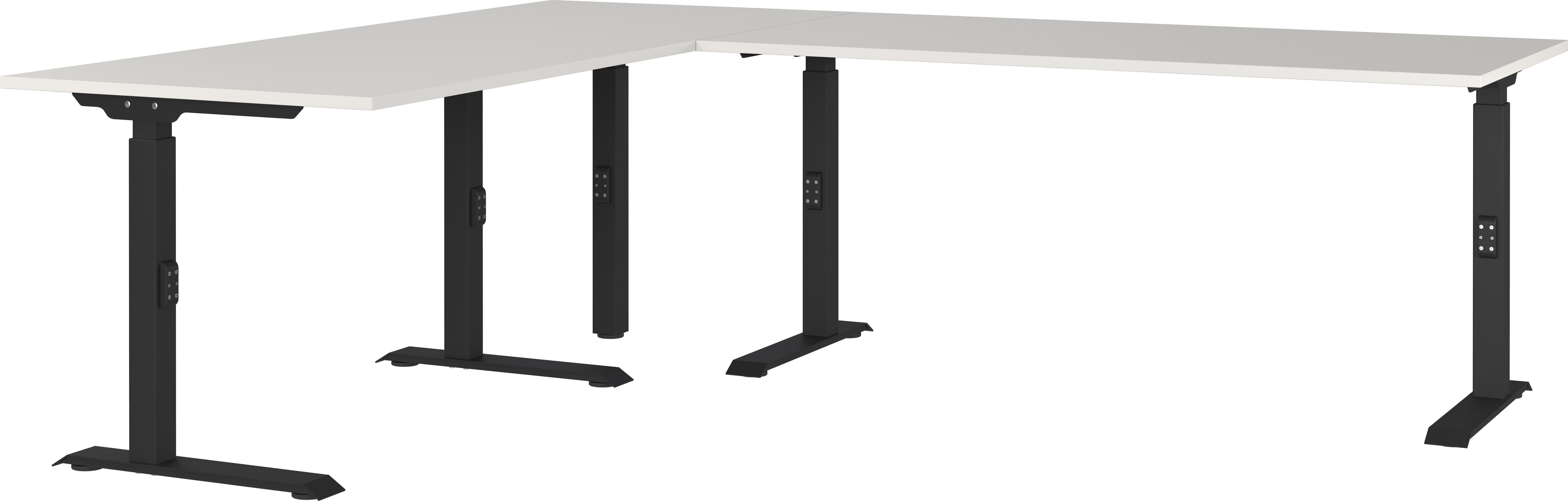GERMANIA Hoekbureau GW-Agenda hoogte verstelbaar, beschikbaar in verschillende maten hoekbureaus maat 240 cm x 68 cm x 200 cm grijs