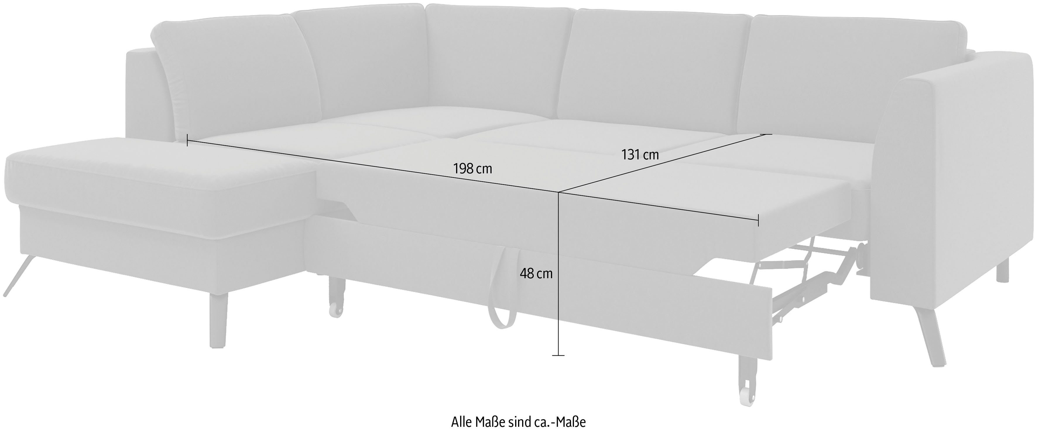 sit&more Hoekbank Olsen L-vorm inclusief zitdiepteverstelling, naar keuze met slaapfunctie, 15 cm hoog