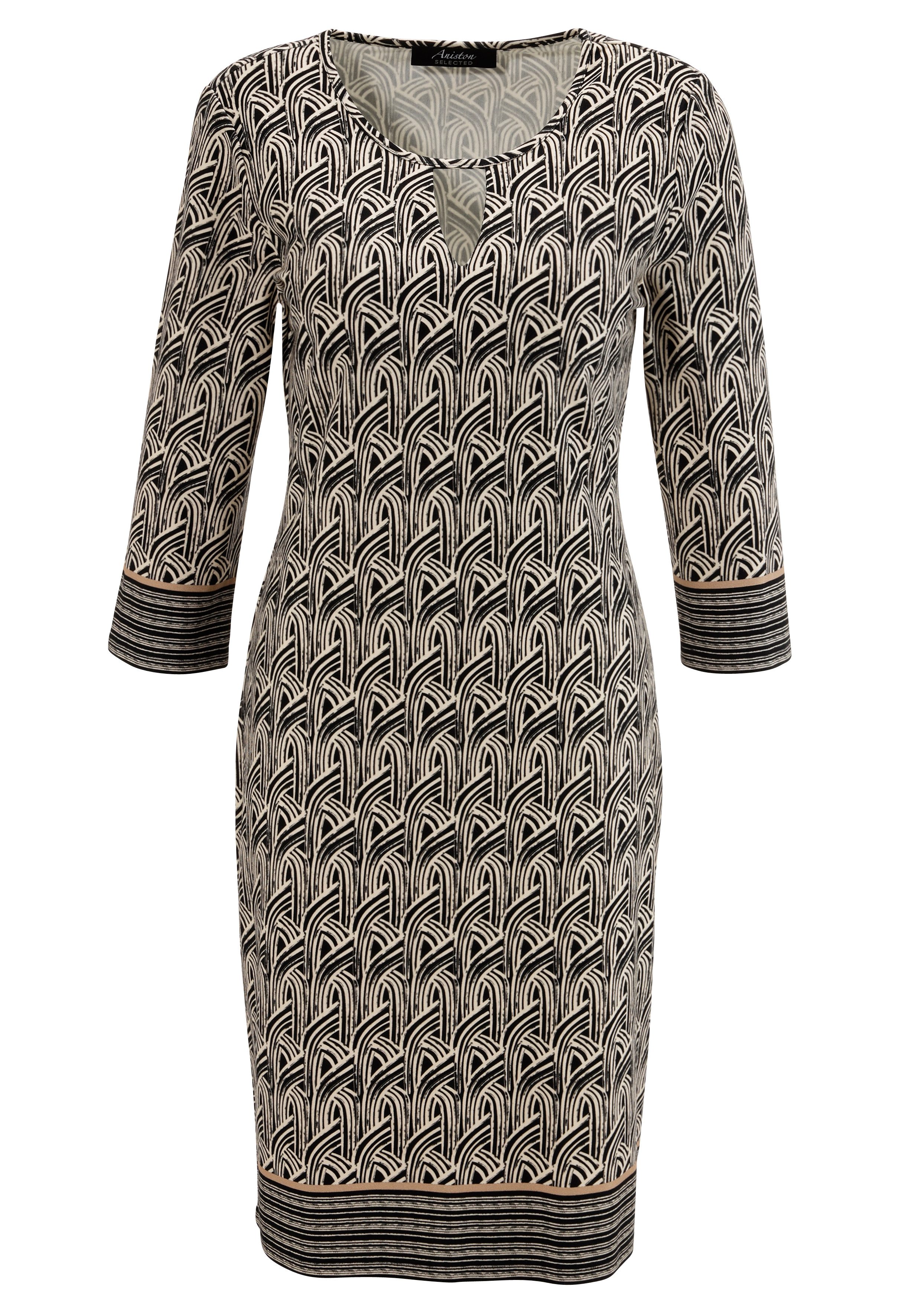 Aniston SELECTED Jerseyjurk met decoratieve cut-out aan de ronde halslijn - nieuwe kollectie