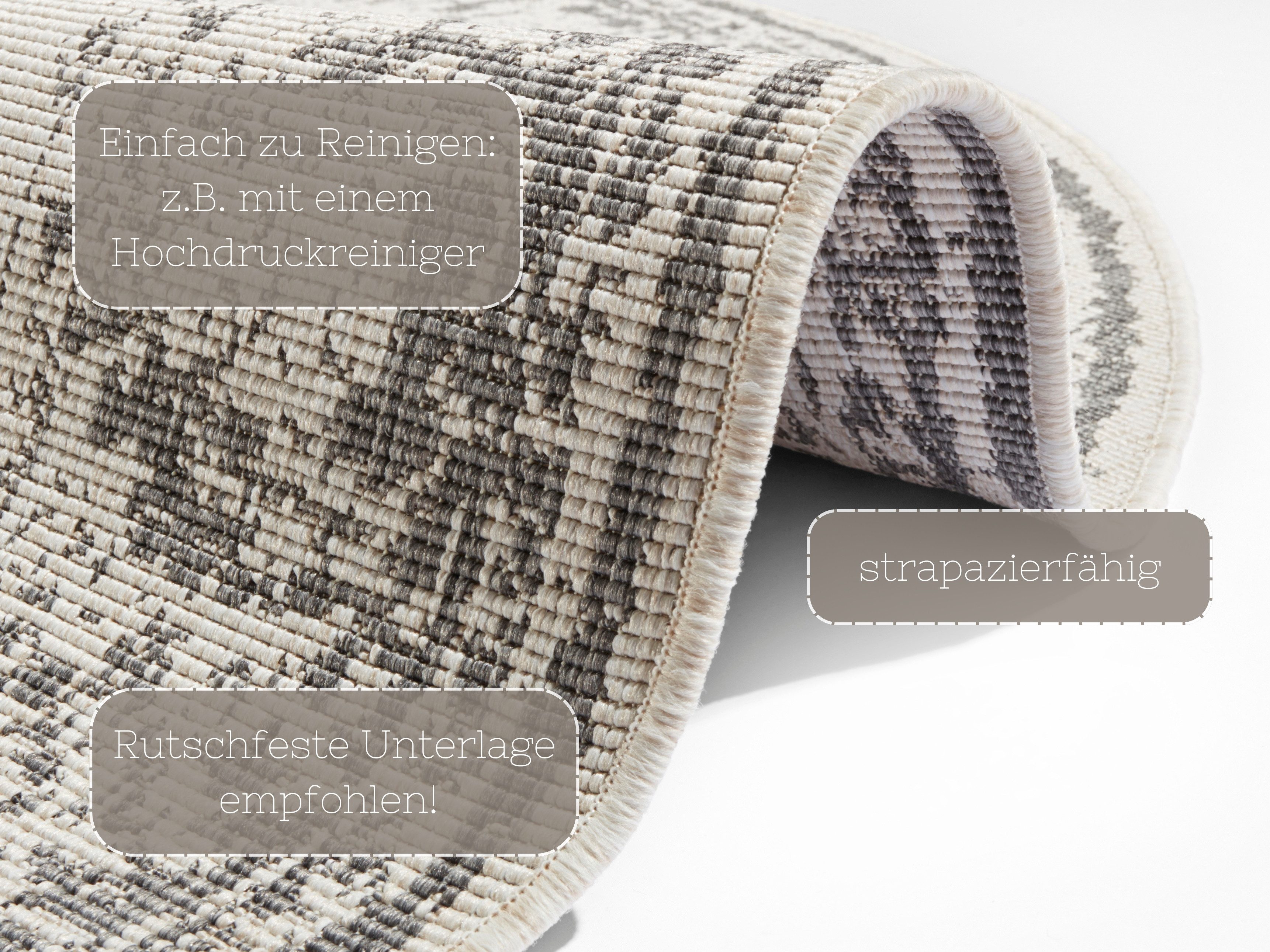 NORTHRUGS Vloerkleed Borbon tweezijdig te gebruiken kleed Geschikt voor binnen en buiten, weerbestendig, balkon, tuin, woonkamer, waterbestendig