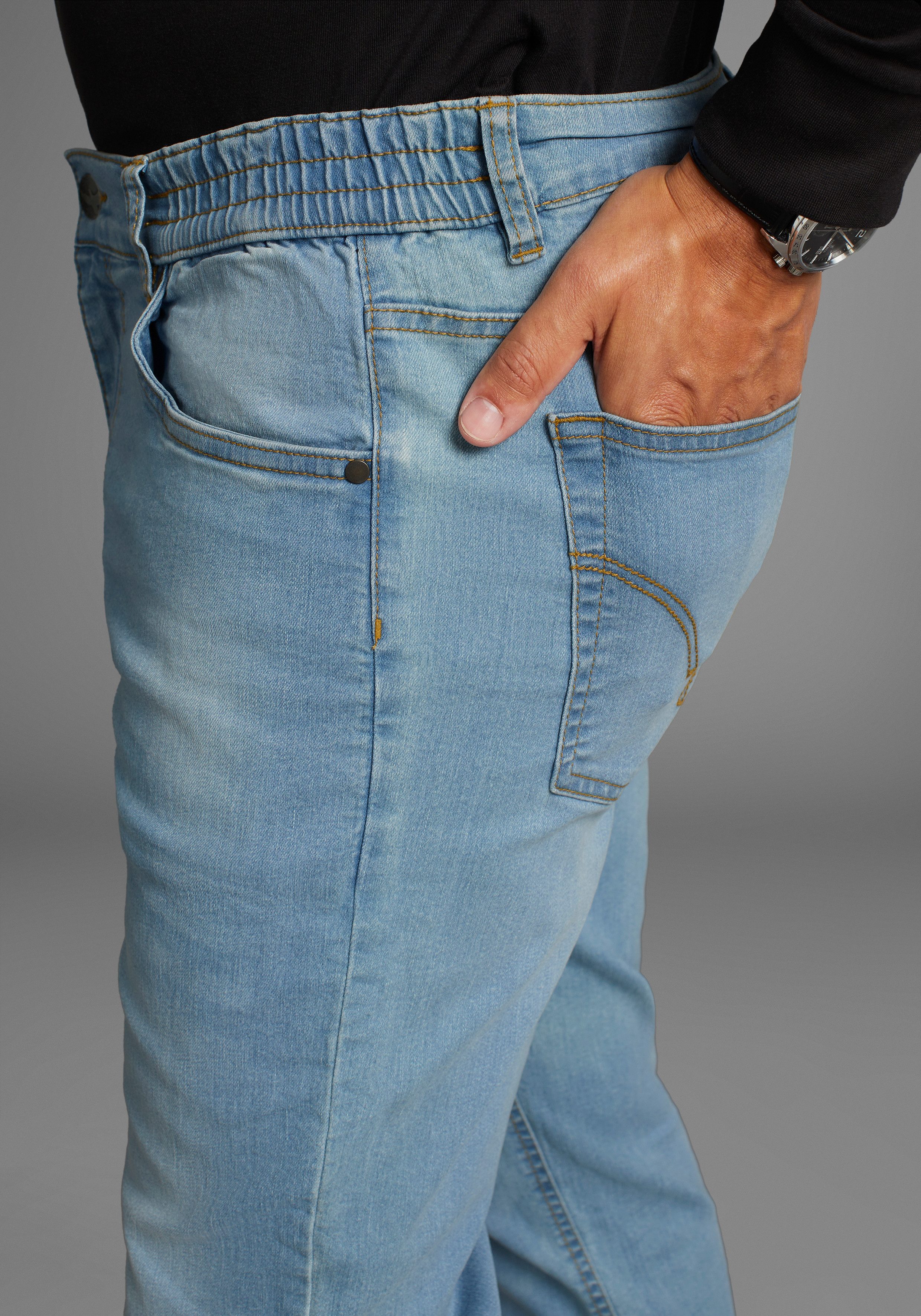 Arizona Jeans met elastische band Paul elastische tailleband, comfort-fit, rechte pijpsnit