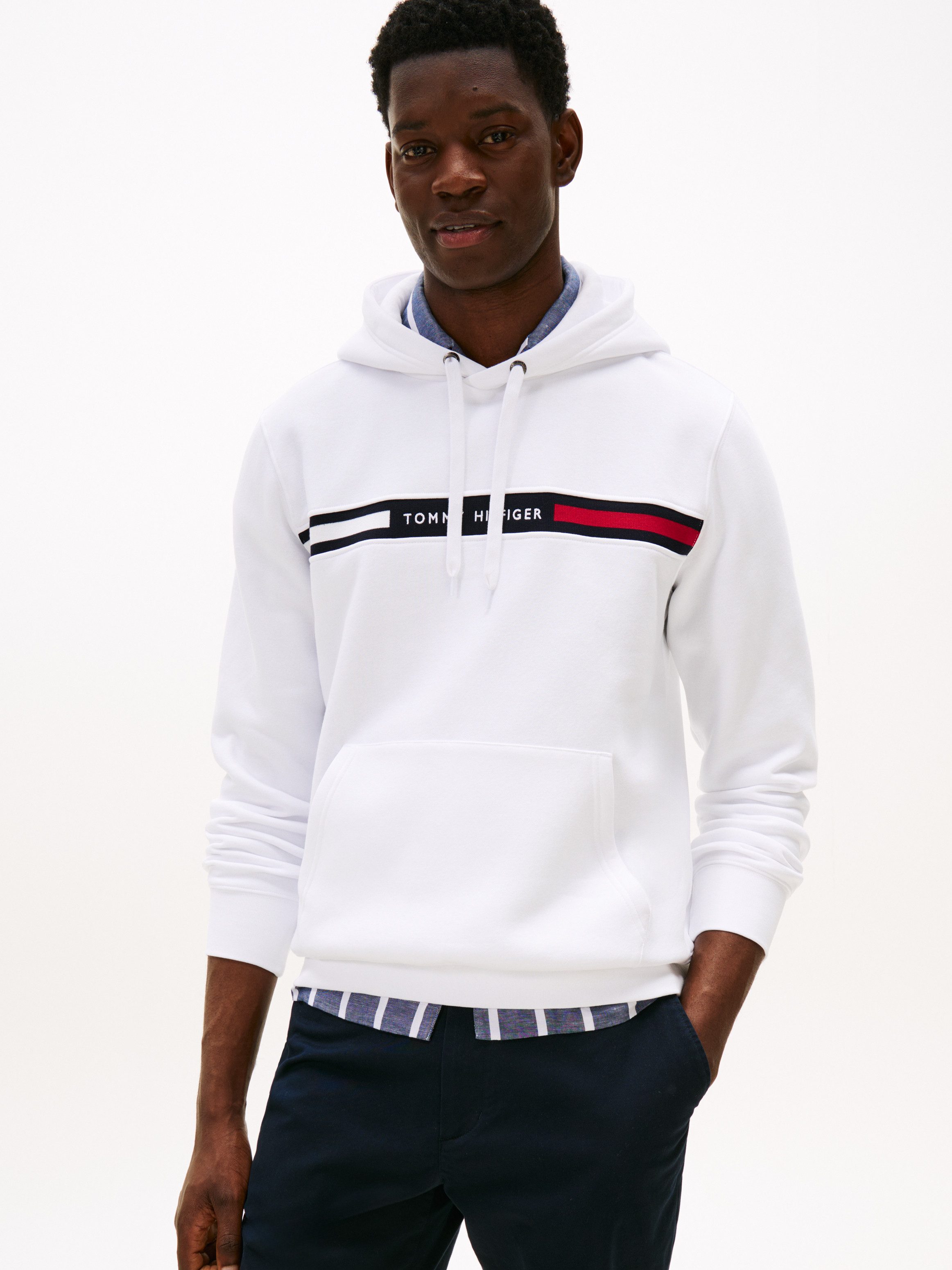 Tommy Hilfiger Hoodie HILFIGER CHEST INSERT HOODY met capuchon, kangoeroezak, logo-inscriptie