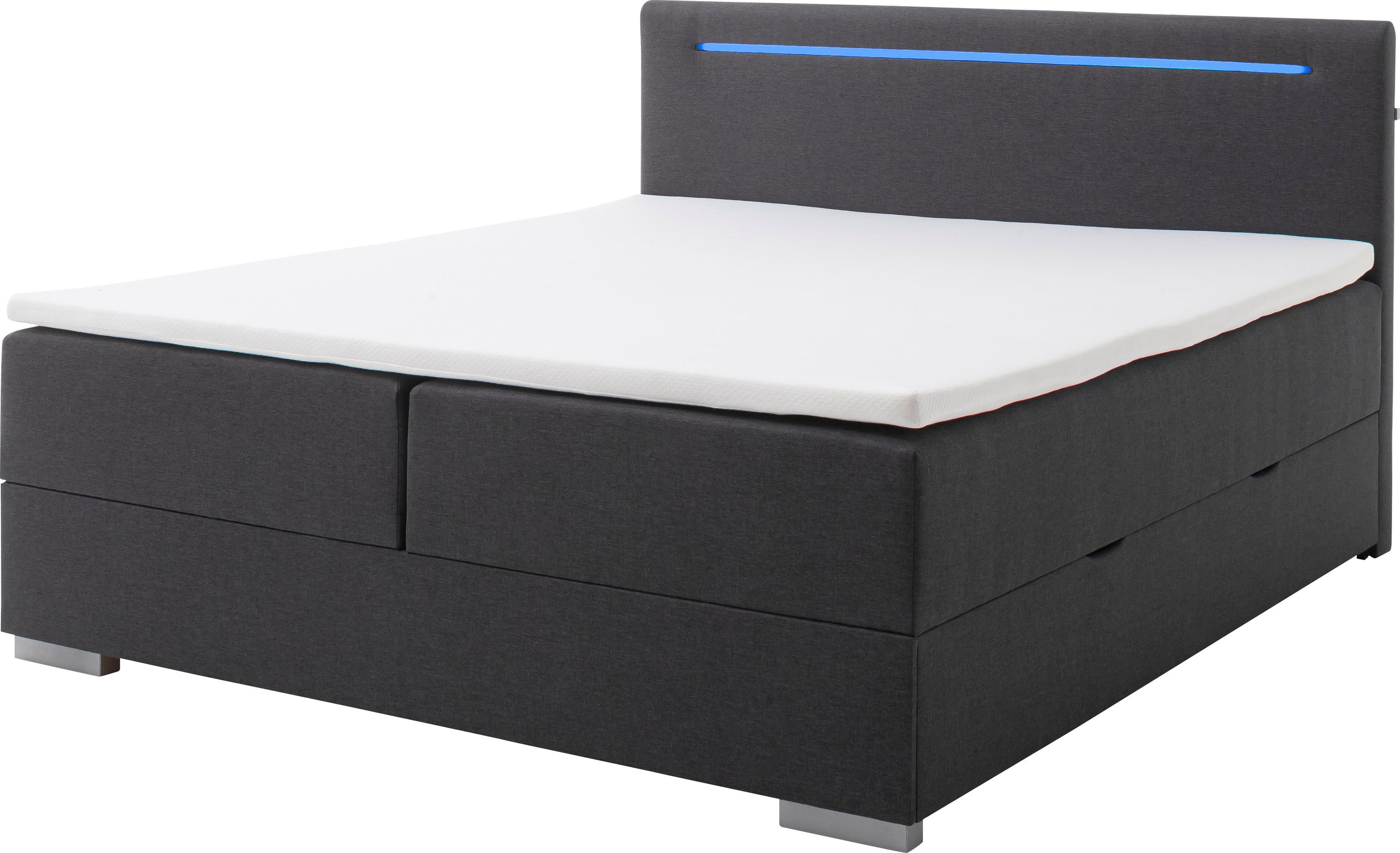 meise.möbel Boxspring Las Vegas 2 inclusief ledverlichting in het hoofdbord, met bedkist en topmatras