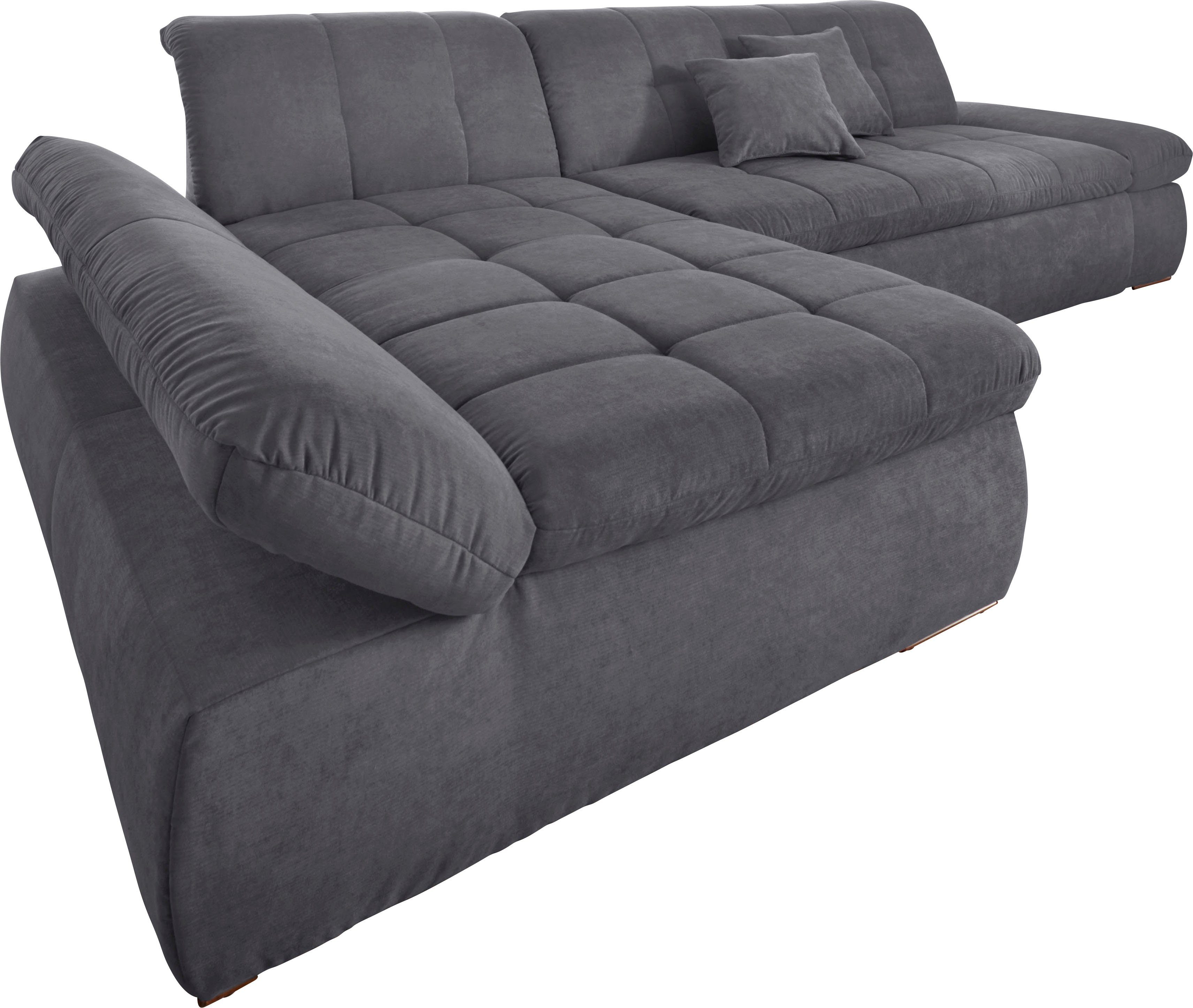 DOMO collection Hoekbank NMoric XXL, B/D/H: 300/172/80cm, L-vorm naar keuze met slaapfunctie en verstelbare armleuning