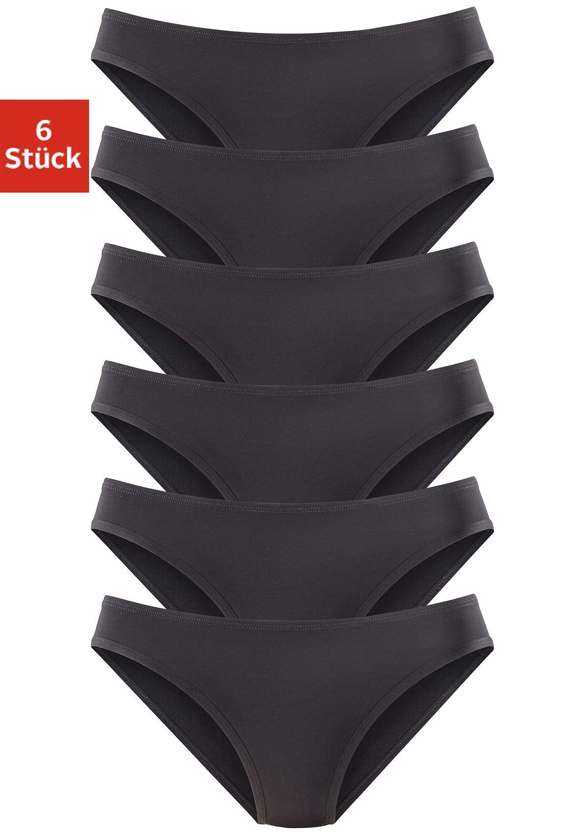 vivance active Jazz-hipsters van zacht microvezel (6 stuks, Set van 6) dames slips maat 44/46 zwart