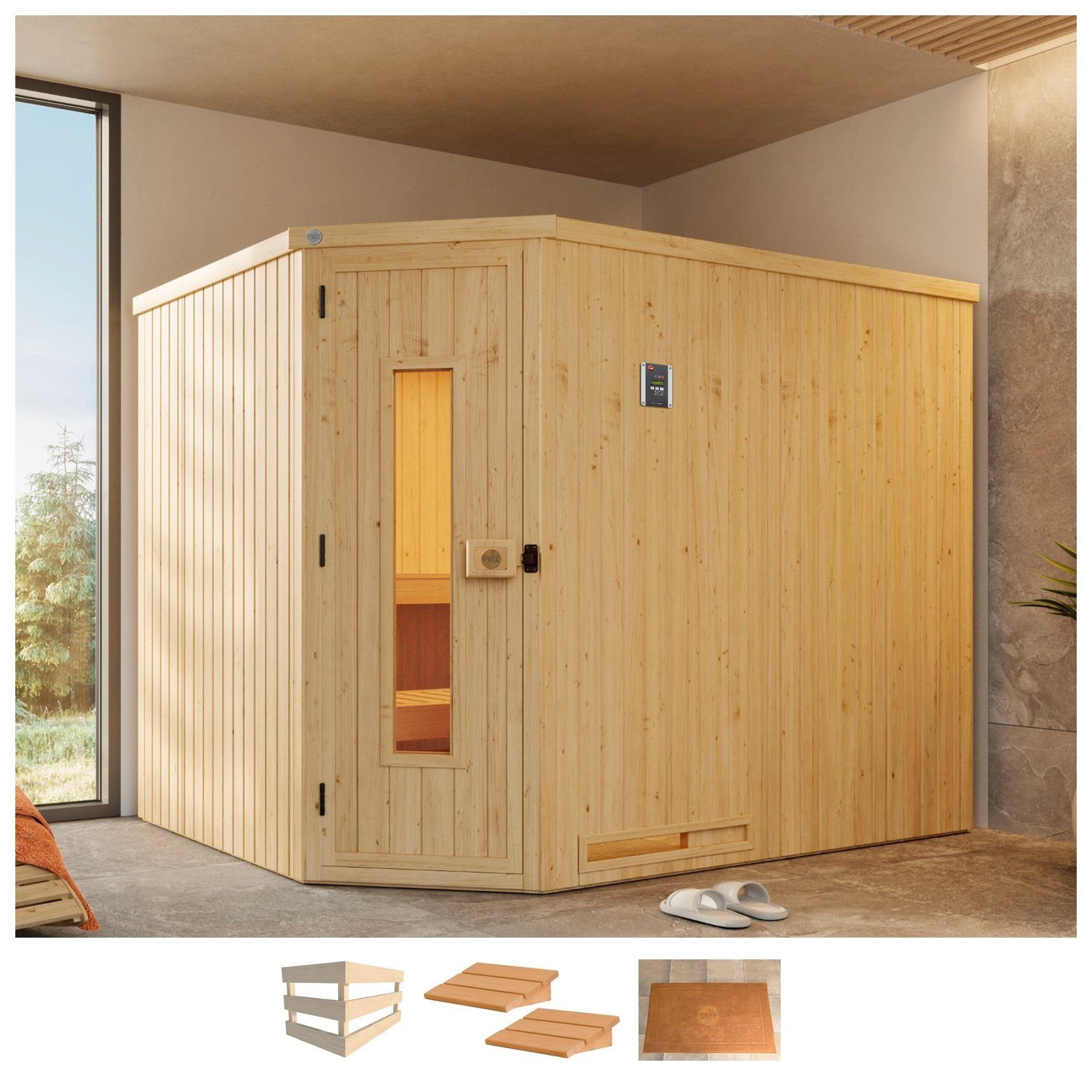 weka Sauna Varberg 4 zonder kachel sauna's beige