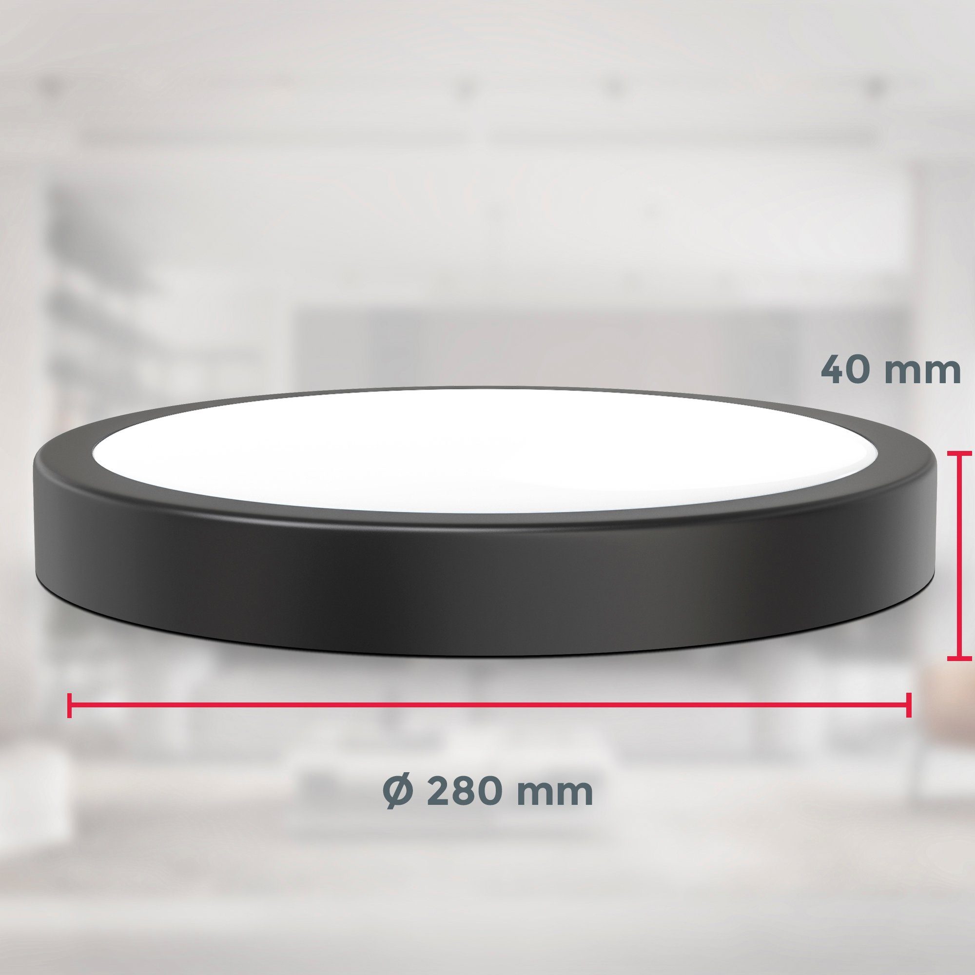 B.K.Licht Led-plafondlamp BK_DL1520 LED plafondlamp, Ø28cm, 18 watt, zwart 2.000 lumen, 4000k neutraal wit licht, keukenlamp, woonkamer (1 stuk)