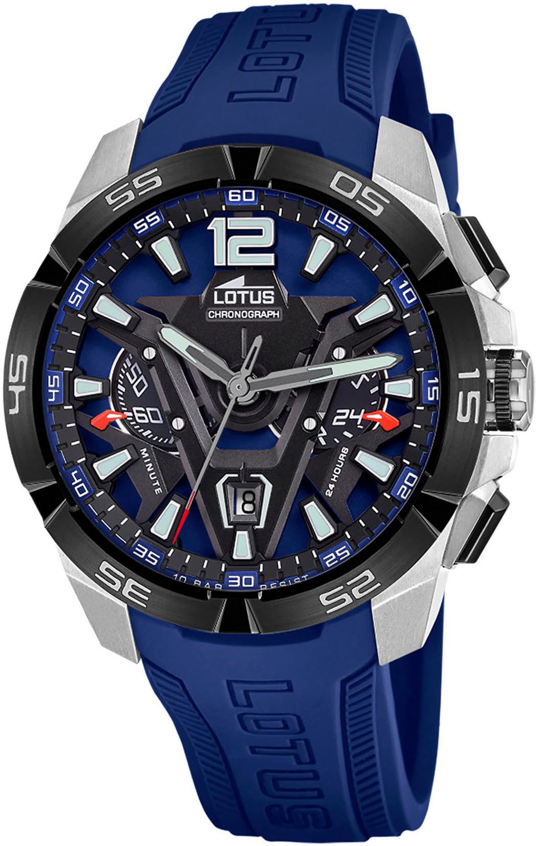 Lotus Chronograaf Vortex Quartzhorloge, horloge, herrenuur, dag, stopwatchfunctie, rubberen band