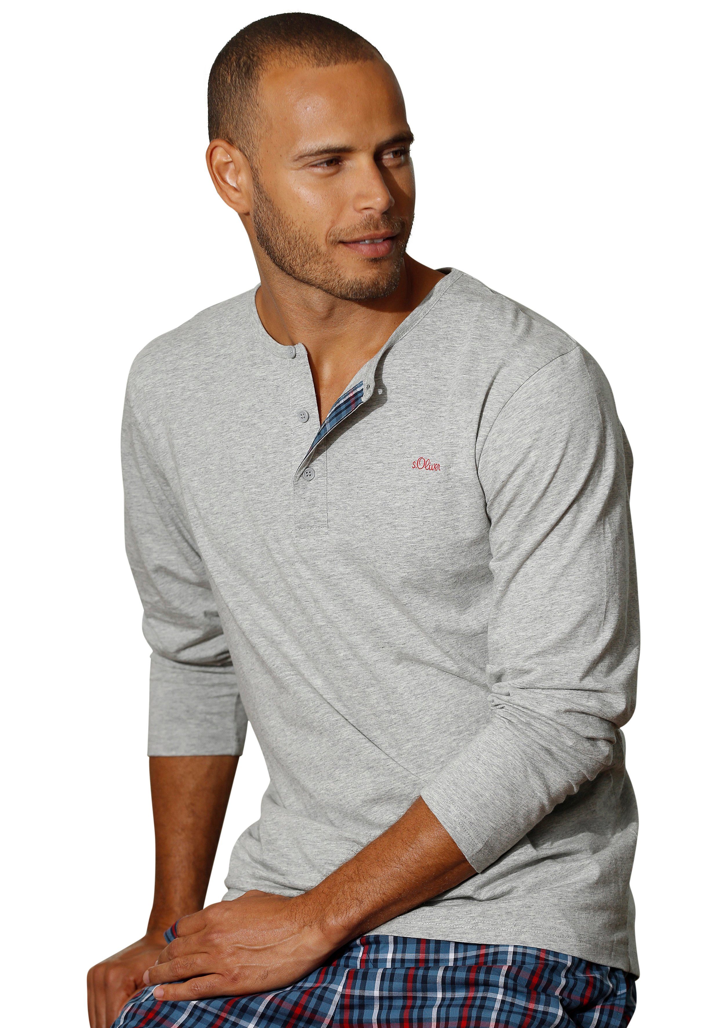s.Oliver RED LABEL Beachwear Pyjama Pyjama in lange vorm met knopenrij (2-delig, 1 stuk)