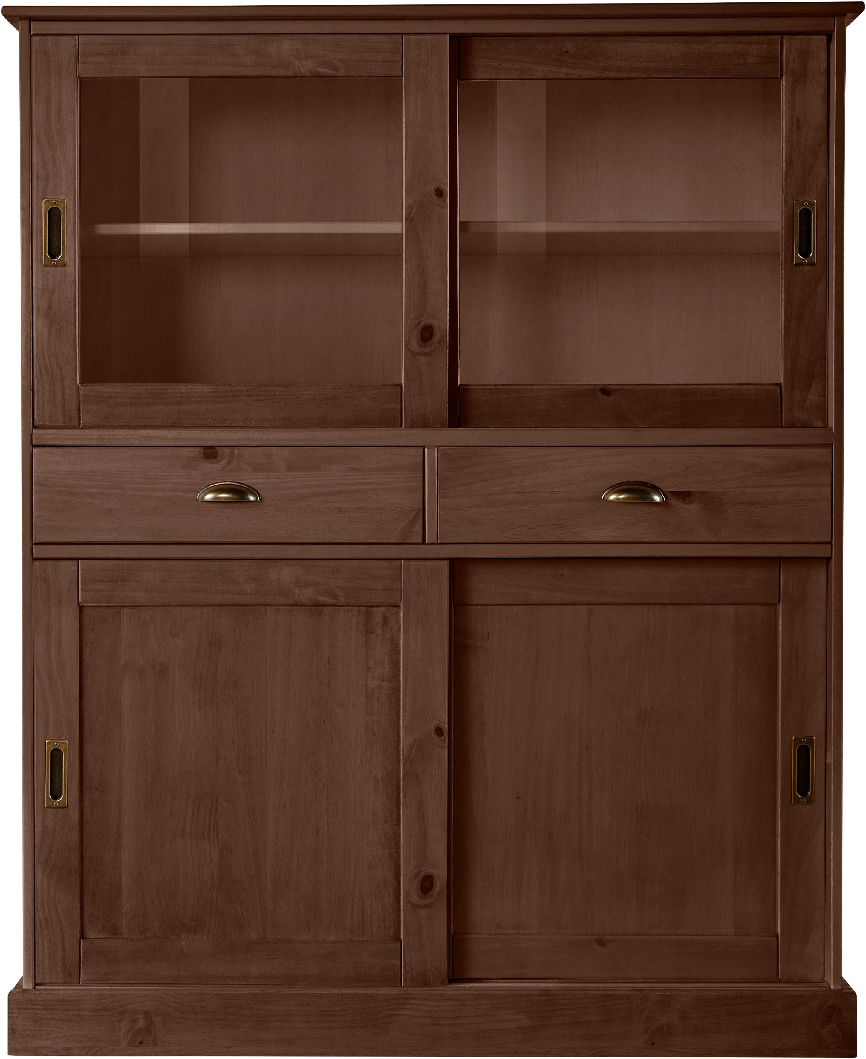 Home affaire Highboard Schröder Vitrine van massief dennenhout, breedte 114 cm