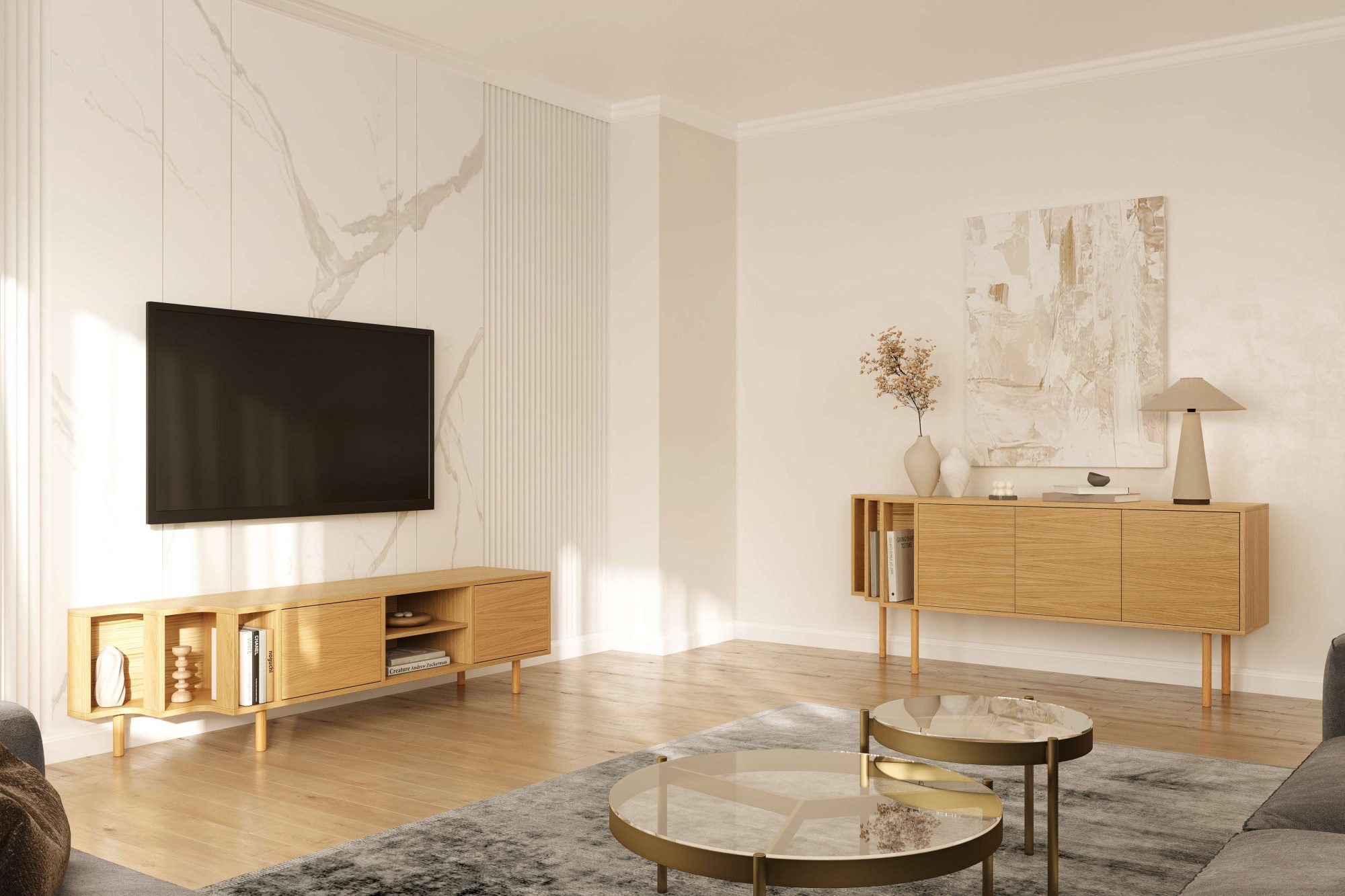Woodman Dressoir Shift met echt houtfineer van eiken, breedte 189 cm, met push-to-open