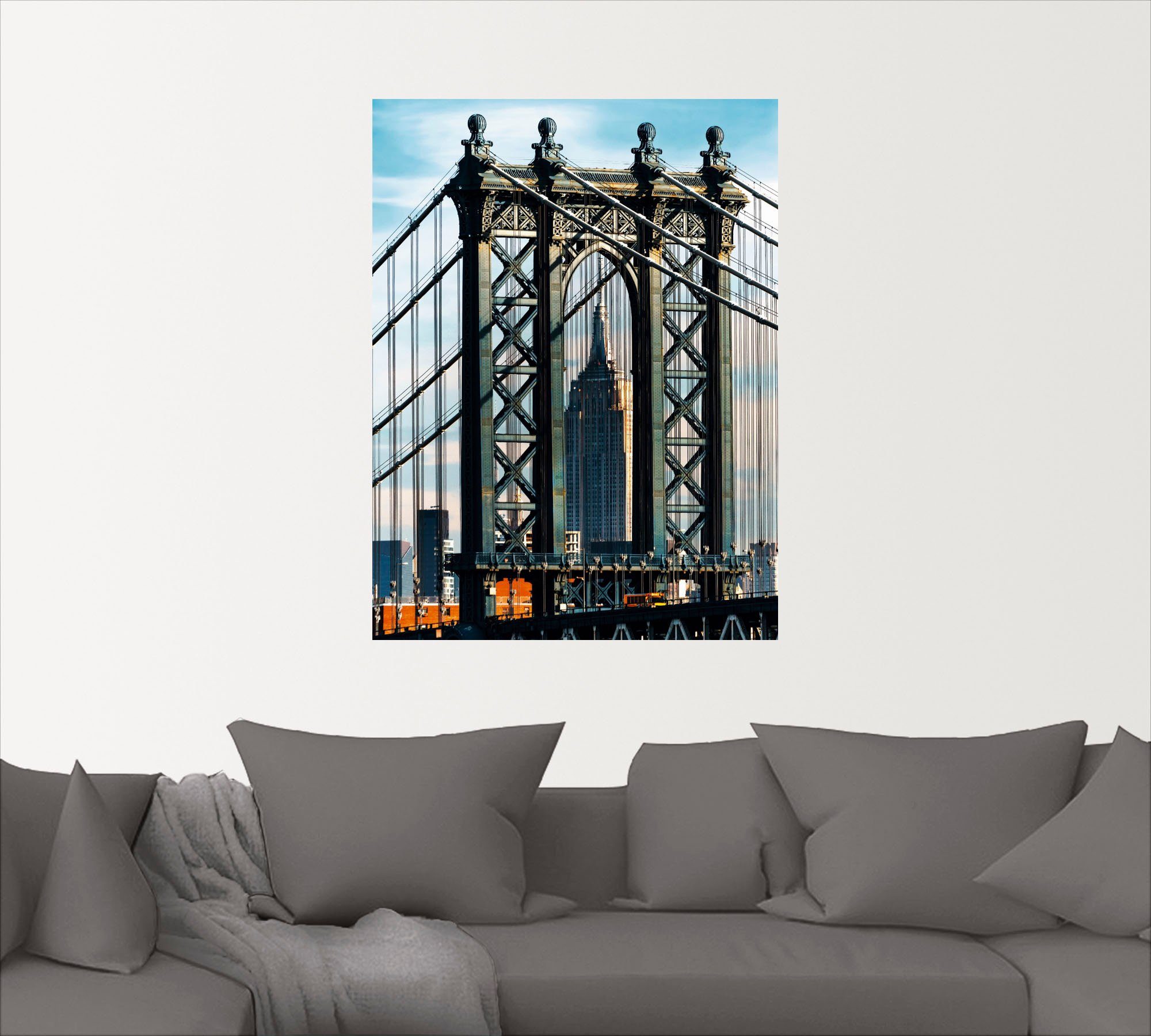 Artland Artprint New York Manhattan Bridge als artprint op linnen, muursticker in verschillende maten