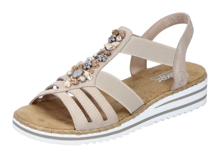 Rieker Sandalen , zomerschoen, sandaal, sleehak, met zomerse versiering