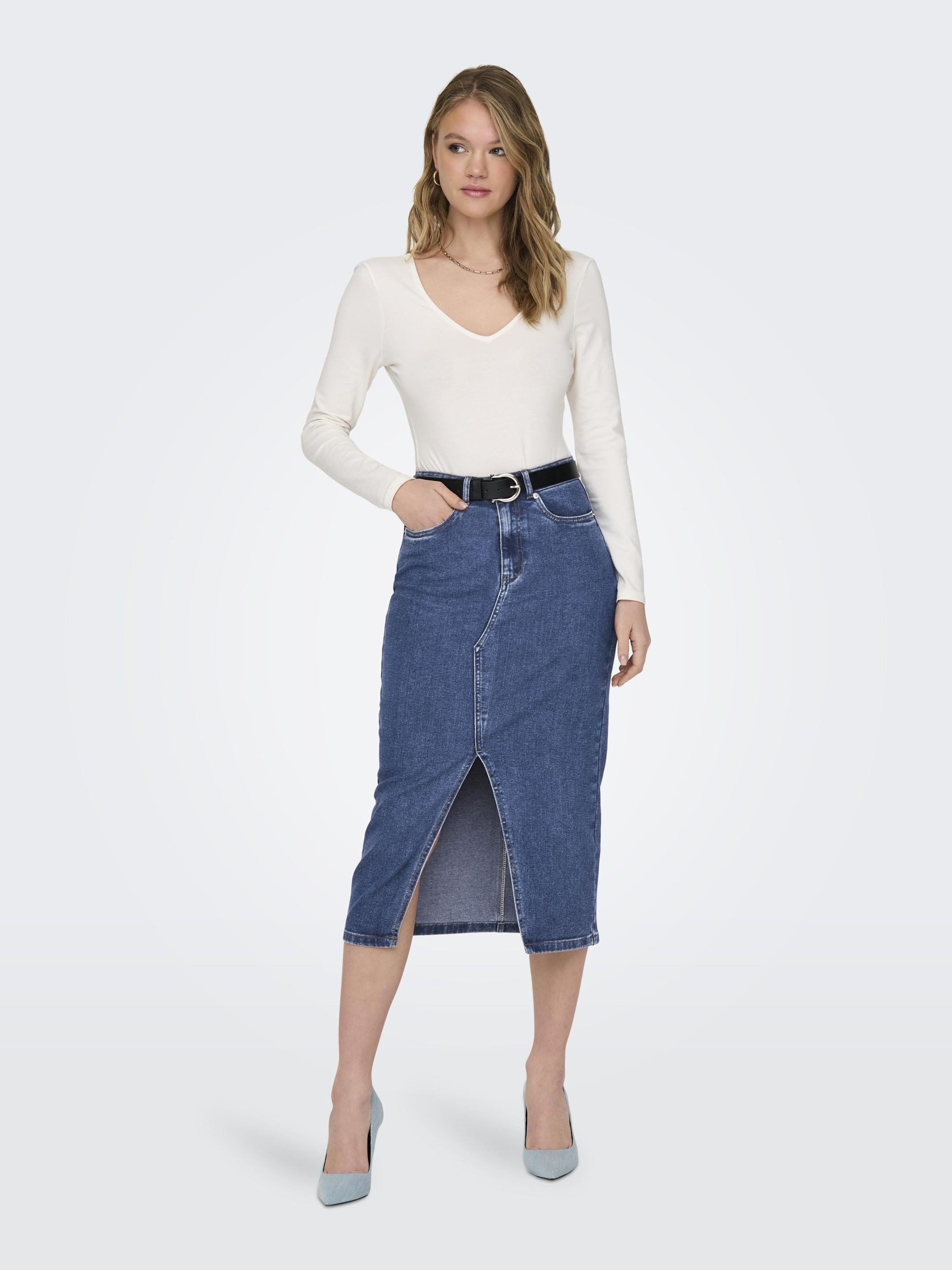 Only Jeans rok ONLSIRI FRONT SLIT SKIRT DNM GUA NOOS