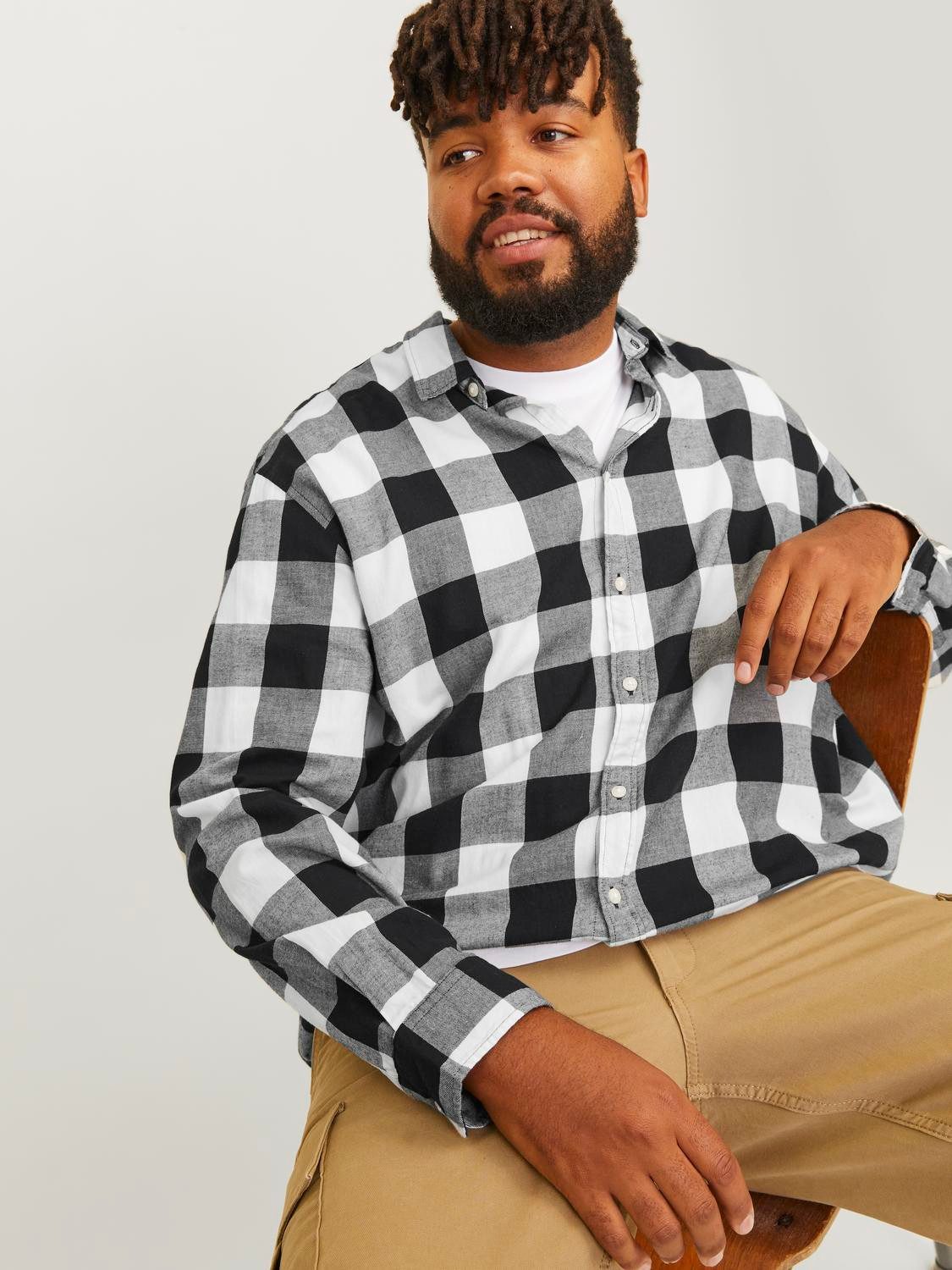 Jack & Jones PlusSize Geruit overhemd JJEGINGHAM TWILL SHIRT L/S NOOS PLS
