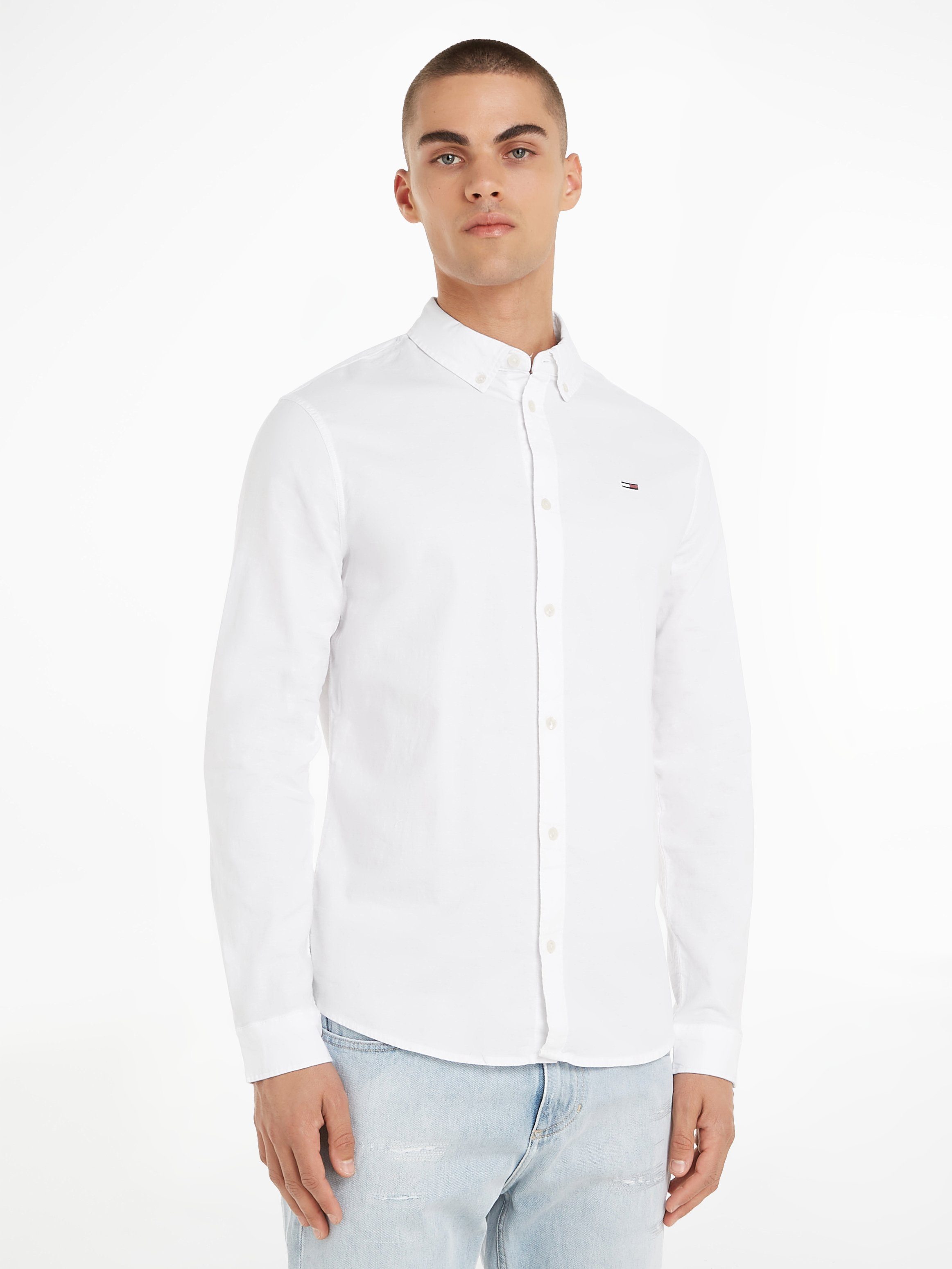TOMMY JEANS Overhemd met lange mouwen TJM SLIM STRETCH OXFORD SHIRT heren overhemden maat M wit