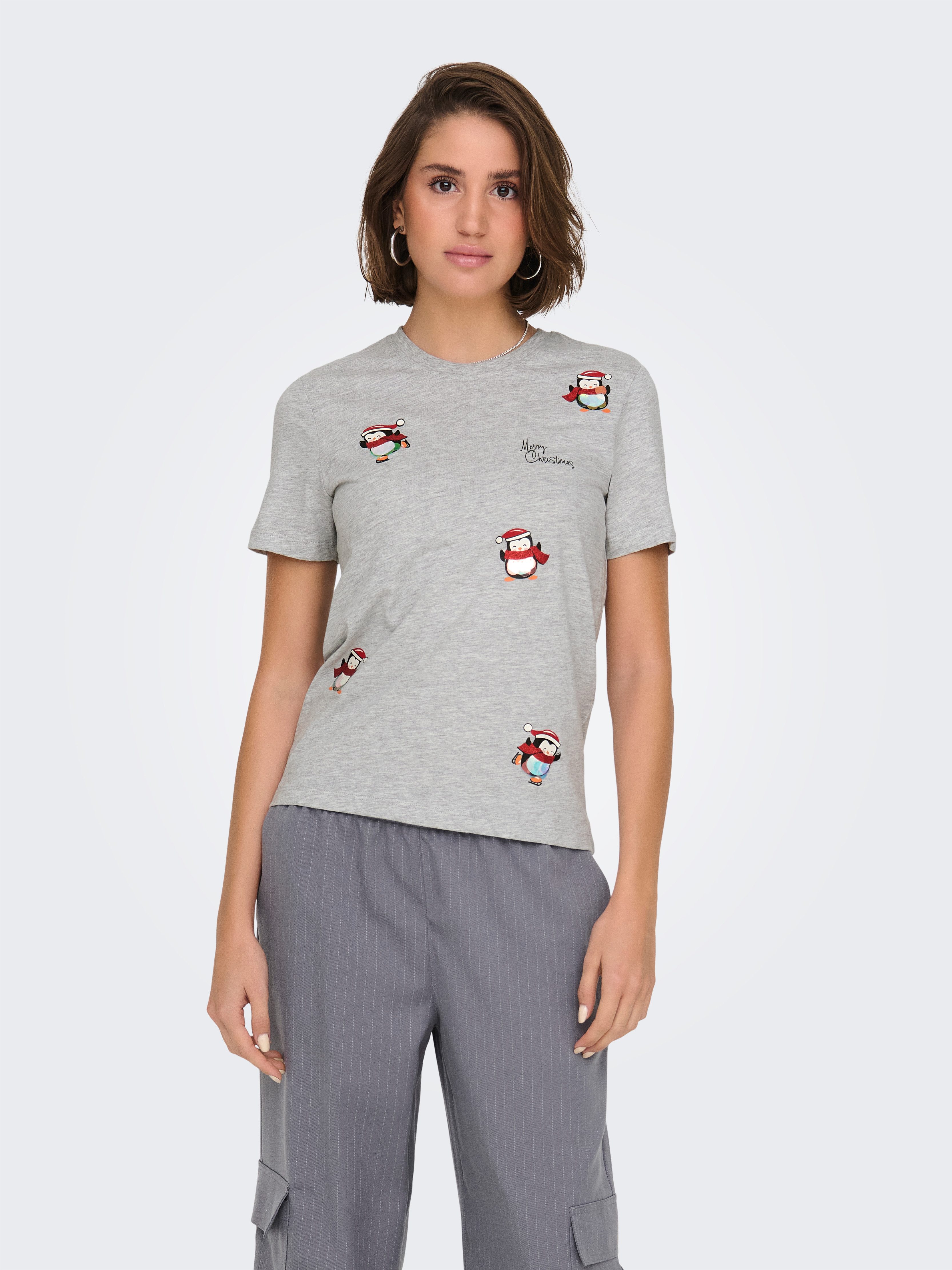 Only Shirt met korte mouwen ONLKITA LIFE REG S S TOP BOX XMAS JRS