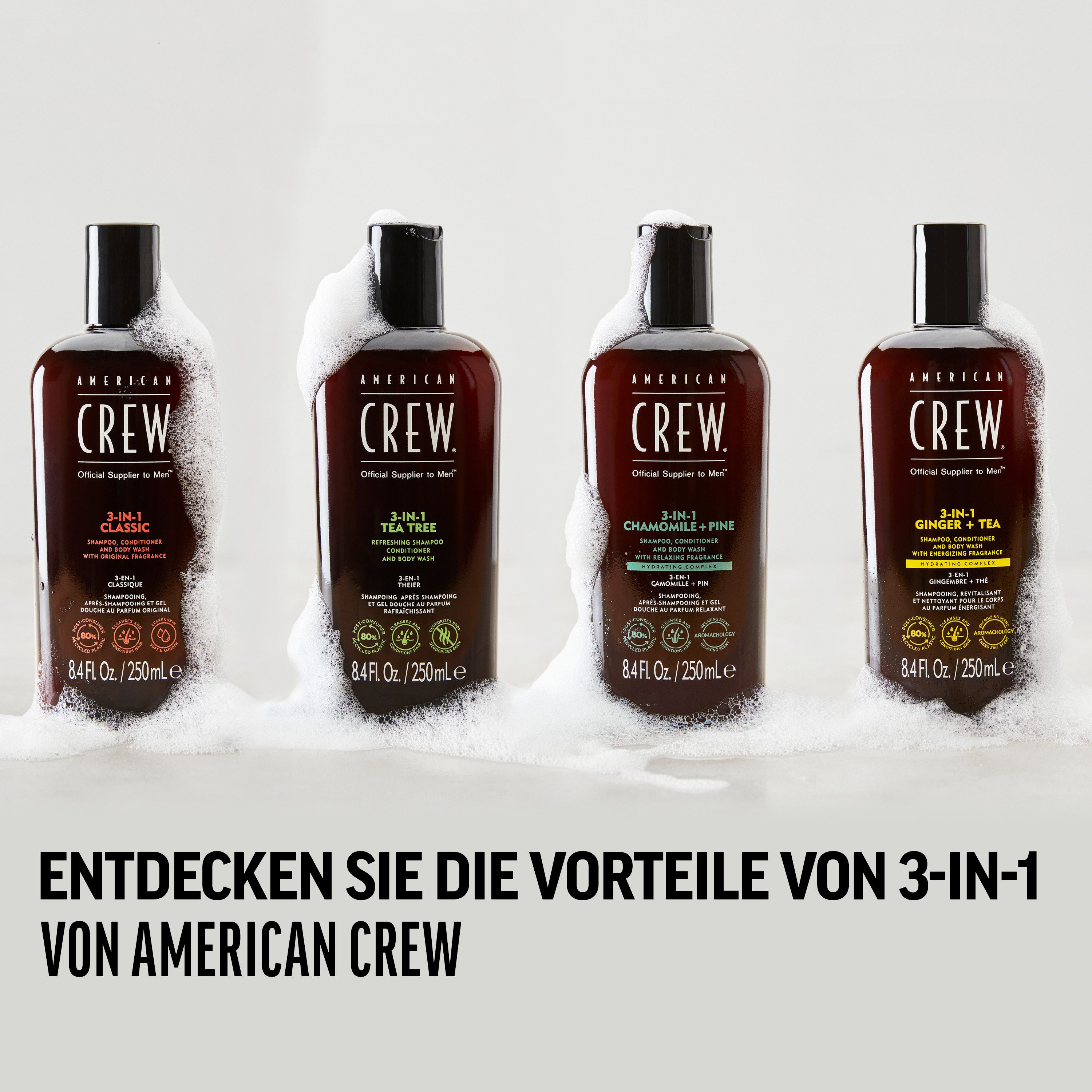 American Crew Haarshampoo 3-in-1 Classic shampoo, conditioner & body wash 250 ml (1-delig)