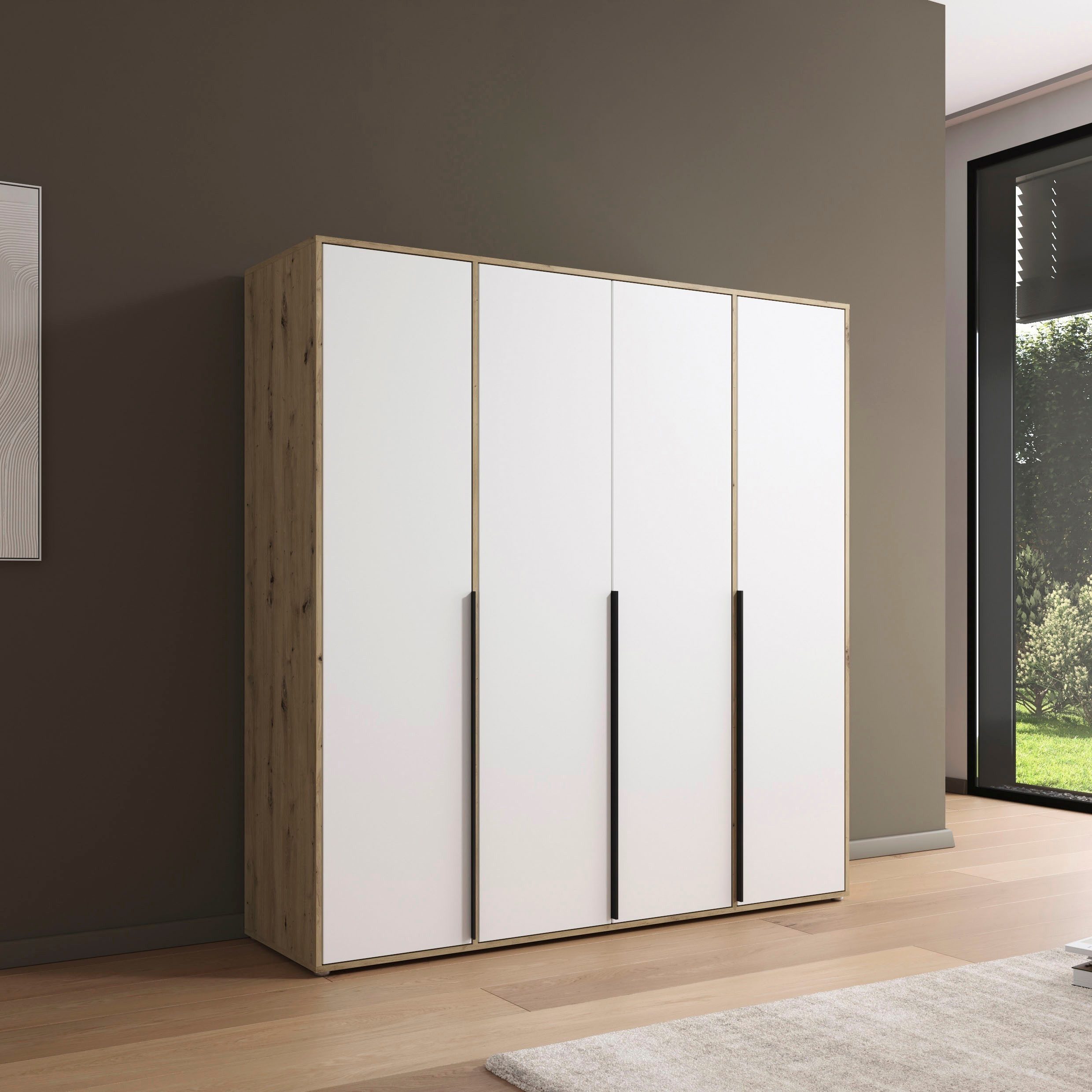 rauch Draaideurkast Kledingkast Kast Garderobe Wasmand NAGATA veel Opbergruimte met moderne stanggrepen in grijs metallic topseller made in germany