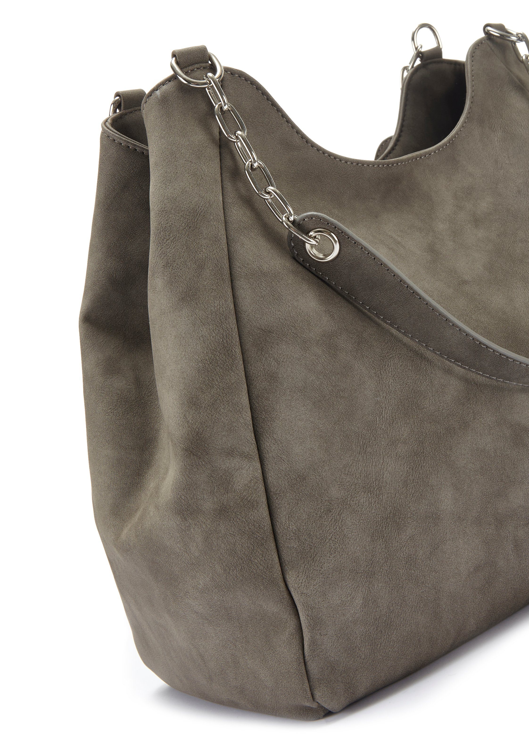 Vivance Tas Schoudertas met zilverkleurige details, damestas, shopper, handtas vegan