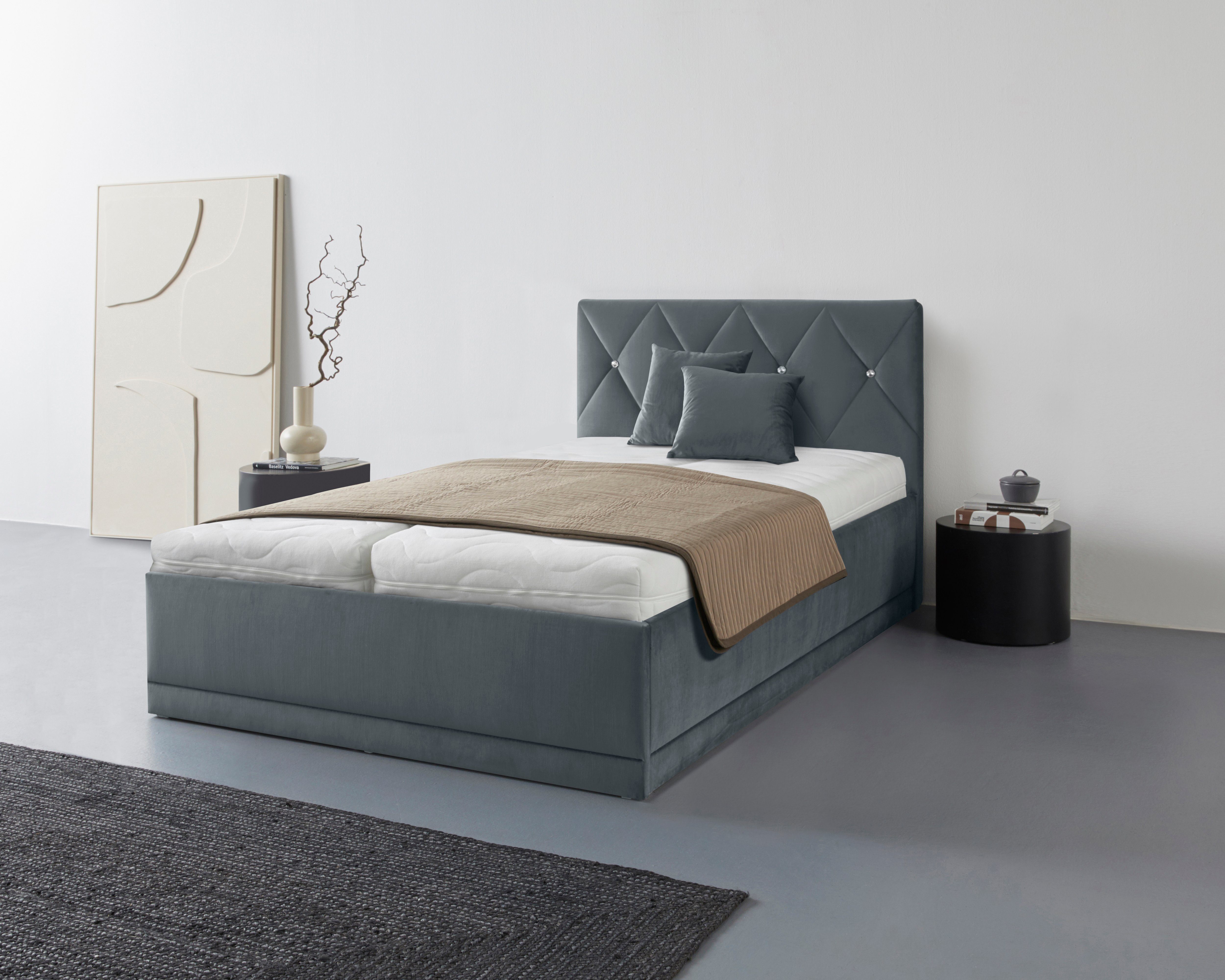 Westfalia Polsterbetten Gestoffeerd bed ADAMAS ook met bedlade, knoopdetails met stras