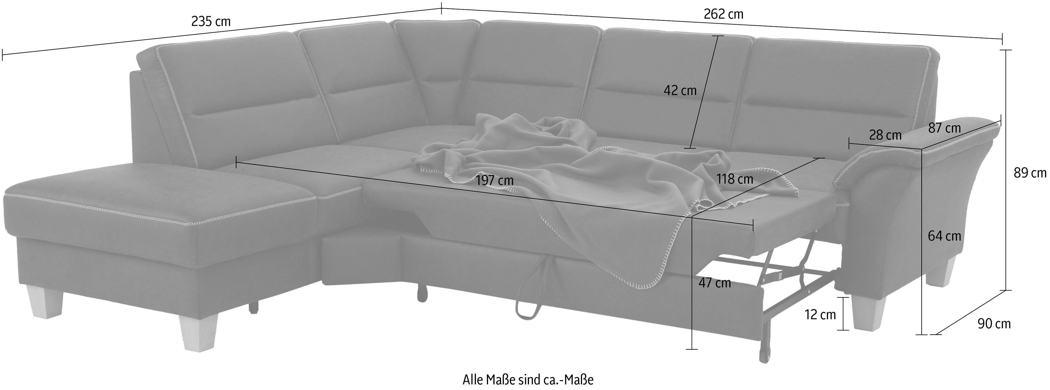 Home affaire Hoekbank Soleo L-model comfortabel door trapezehoek met relaxfunctie, ook met slaapfunctie