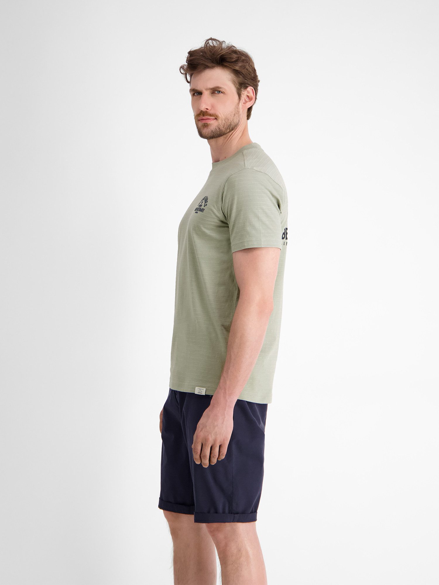 Lerros T-shirt LERROS gestreept T-shirt met voor- en achterkant print