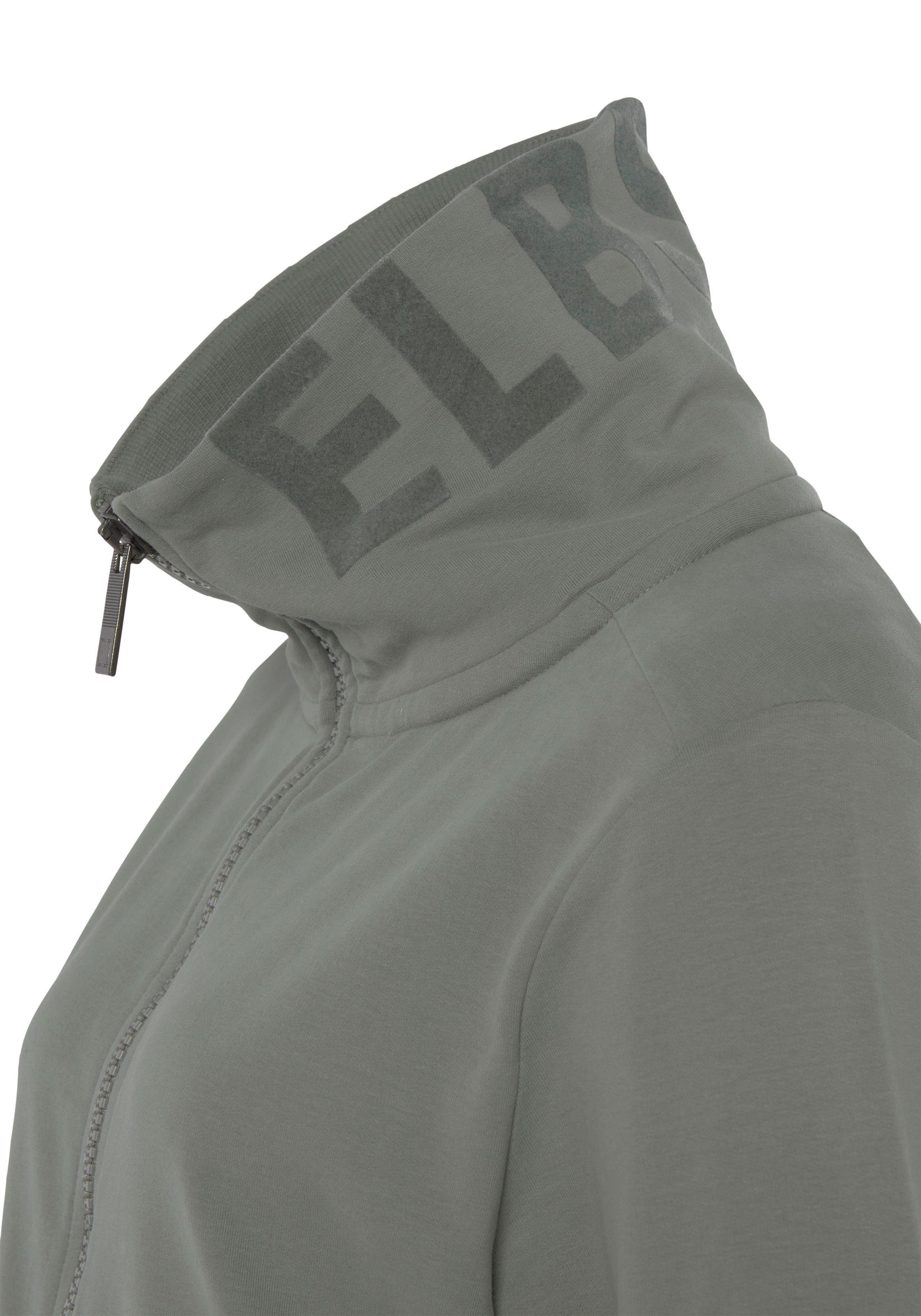 Elbsand Sweatvest Alvis met logoprint op de kraag, comfortabele vrijetijdjack