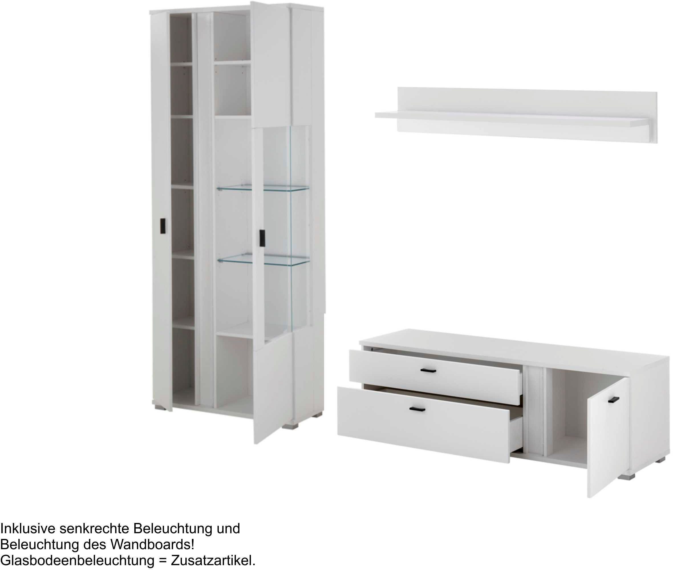 INOSIGN Wandmeubel Long Island in moderne trendkleur, inclusief verticale verlichting, breedte 240 cm (set, 3-delig)