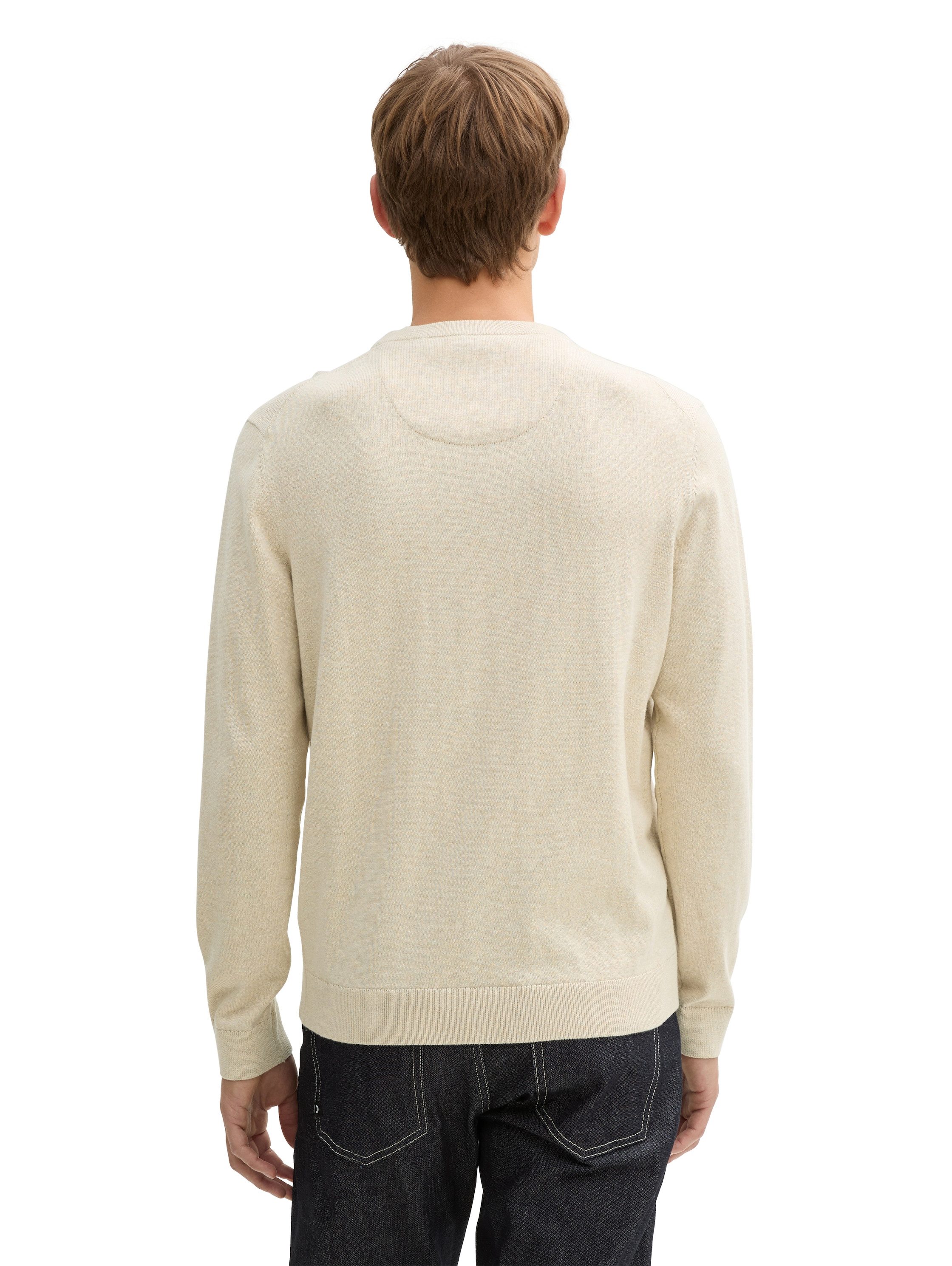 Tom Tailor Trui met ronde hals met geborduurd logo
