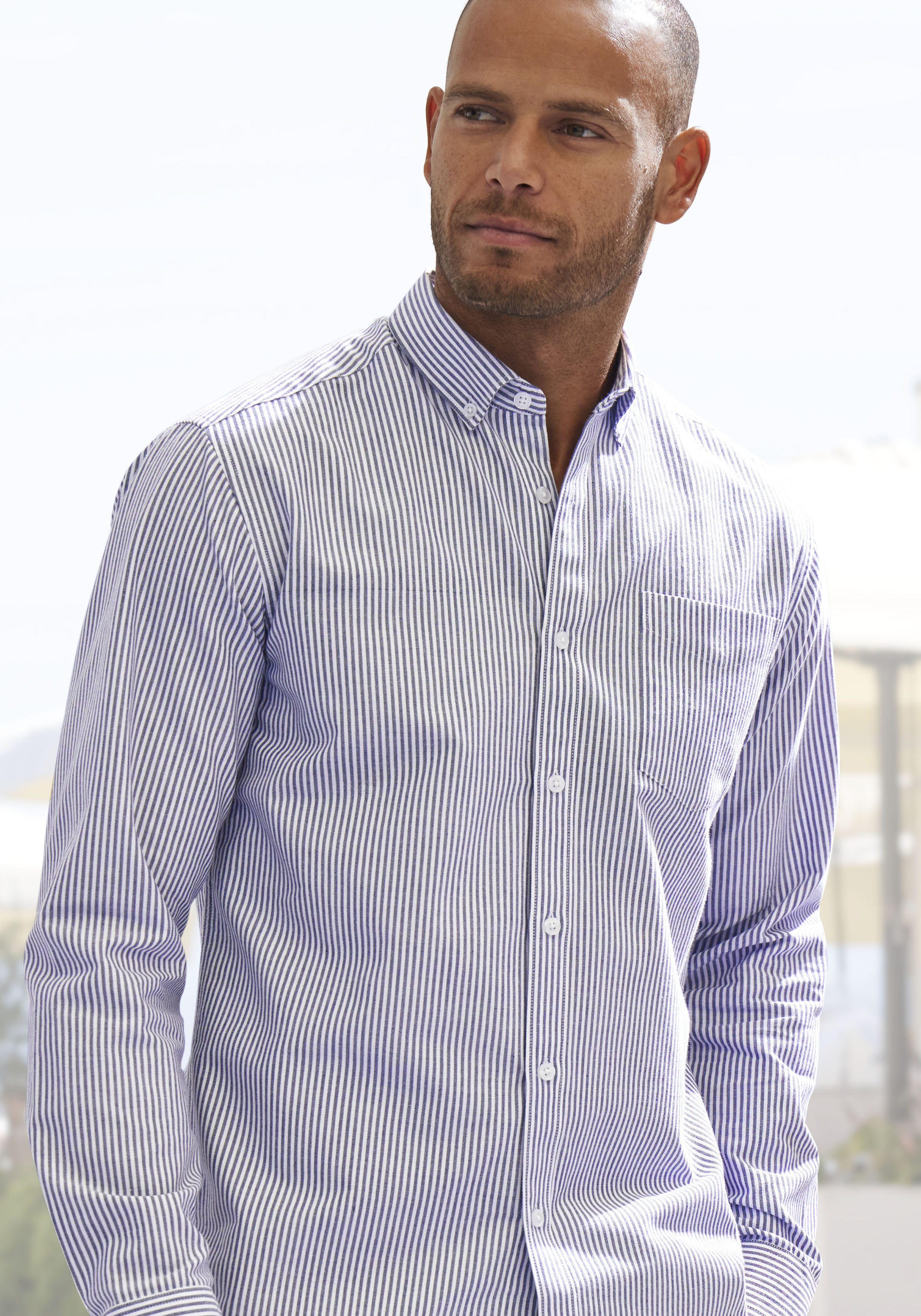 H.I.S Overhemd met lange mouwen Regular fit Oxford overhemd langarm met button-down-kraag van 100% katoen