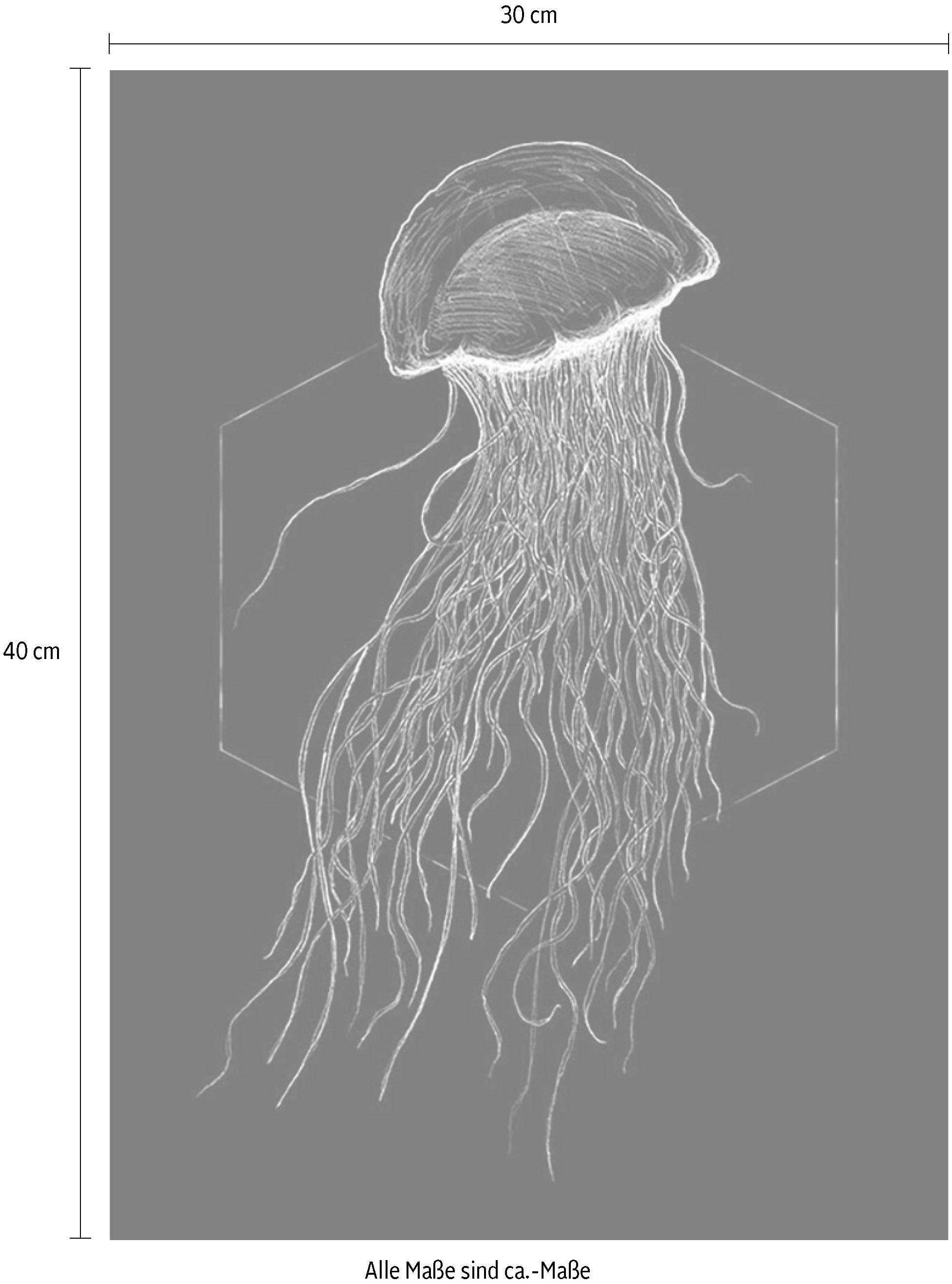 Komar Wanddecoratie Jellyfish black Wanddecoratie - zonder lijst (1 stuk)
