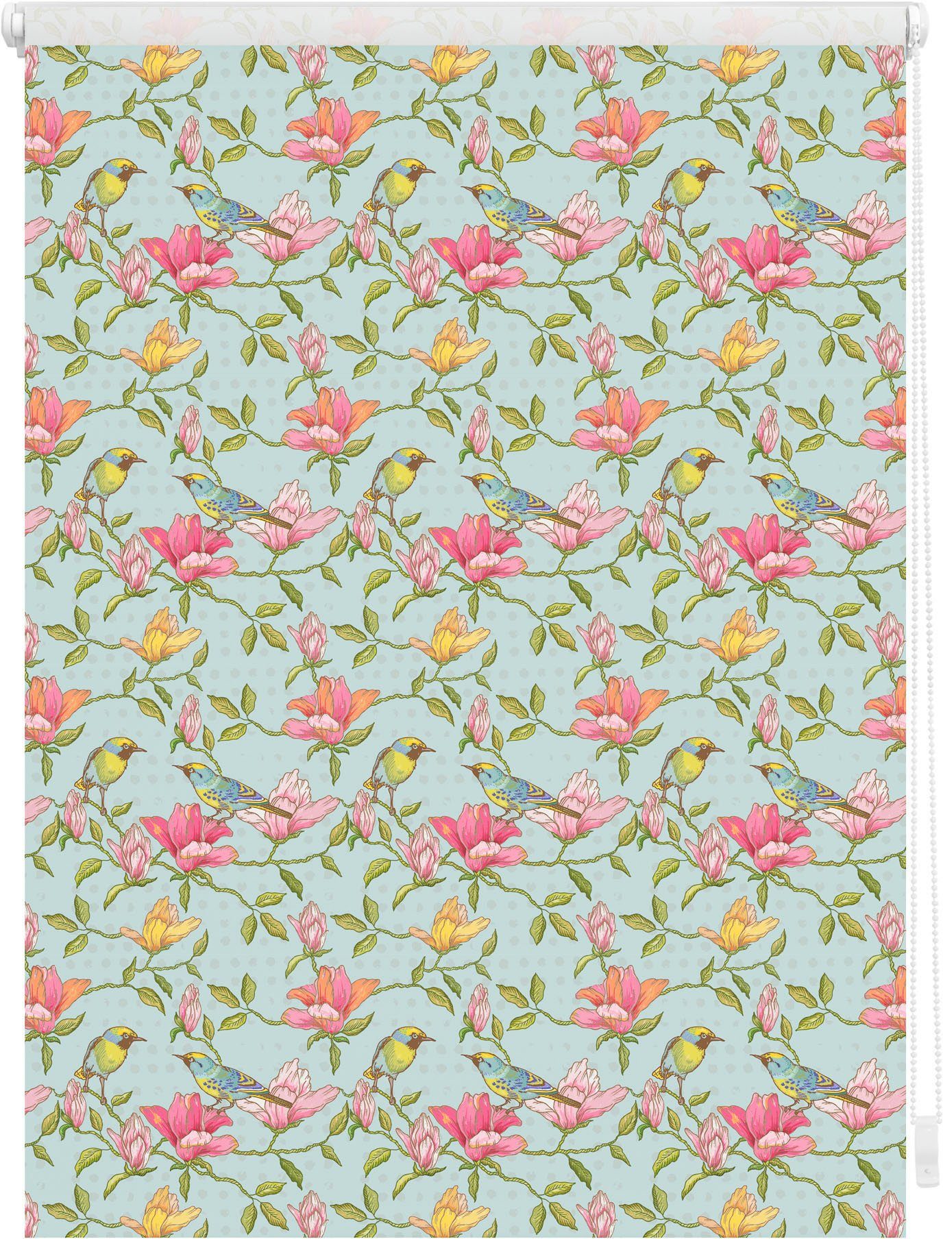 LICHTBLICK Rolgordijn met zijbediening Rolgordijn Klemmfix, zonder boren, verduistering, Birds - groen pink (1 stuk)