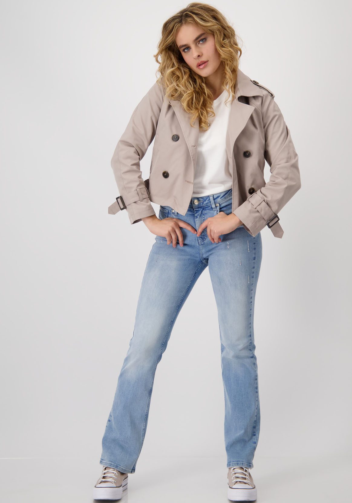 Monari Kort jack in trenchcoat-stijl