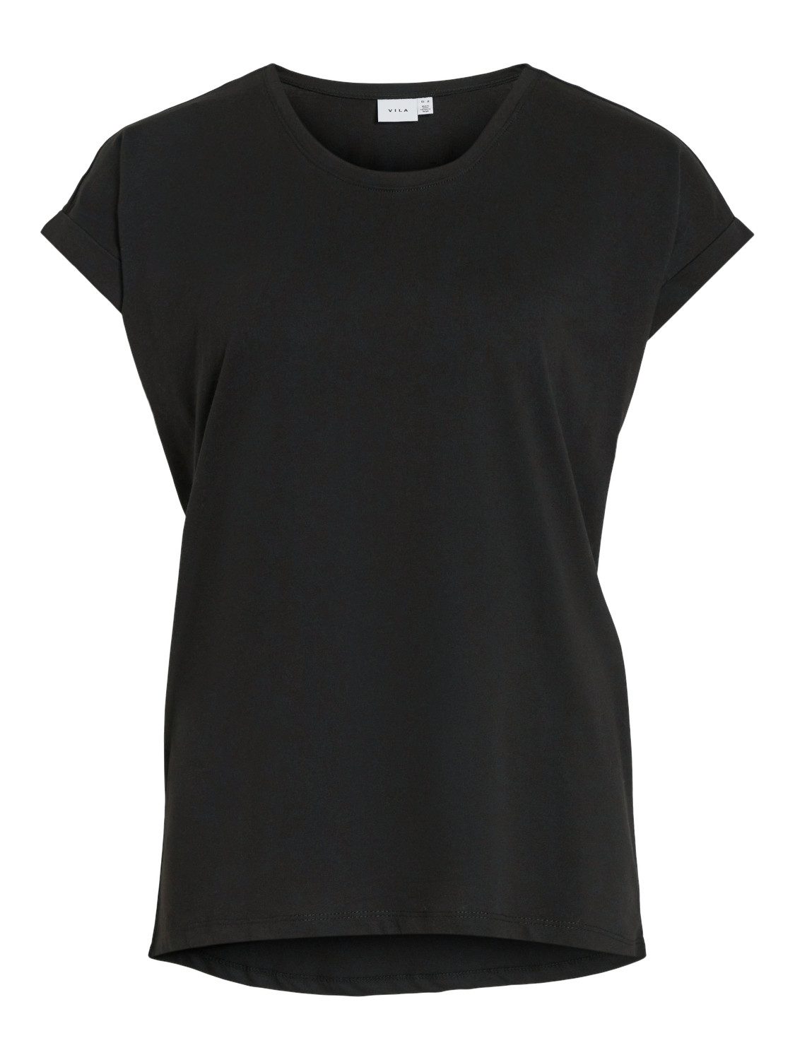 Vila Shirt met ronde hals VIDREAMERS NEW PURE T-SHIRT/SU-NOOS Basic dames T-shirt met ronde hals en omgeslagen mouwen