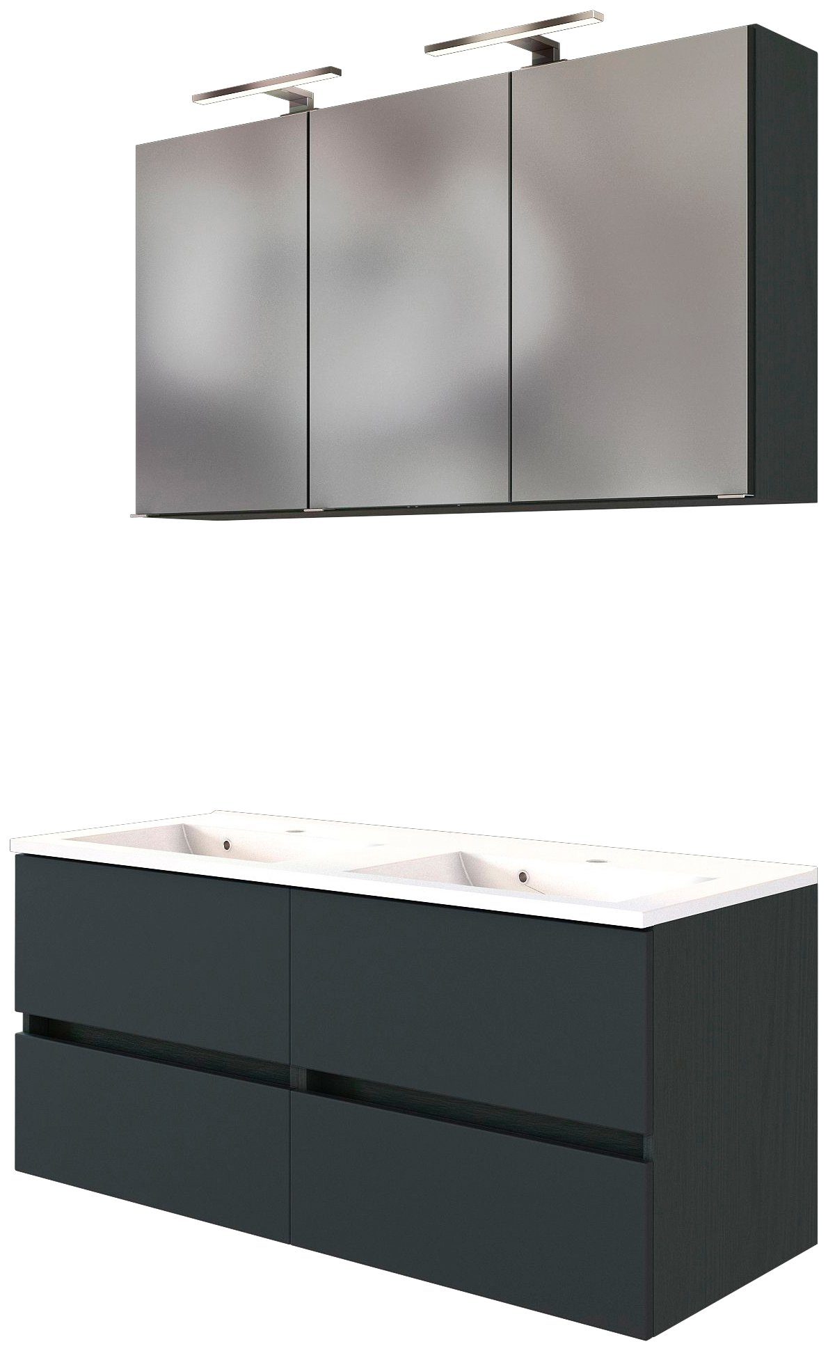 welltime Badmeubelset Baabe Breedte 120 cm, incl. mineraalmarmeren wasbak (set, 2 stuks) badmeubelsets grijs