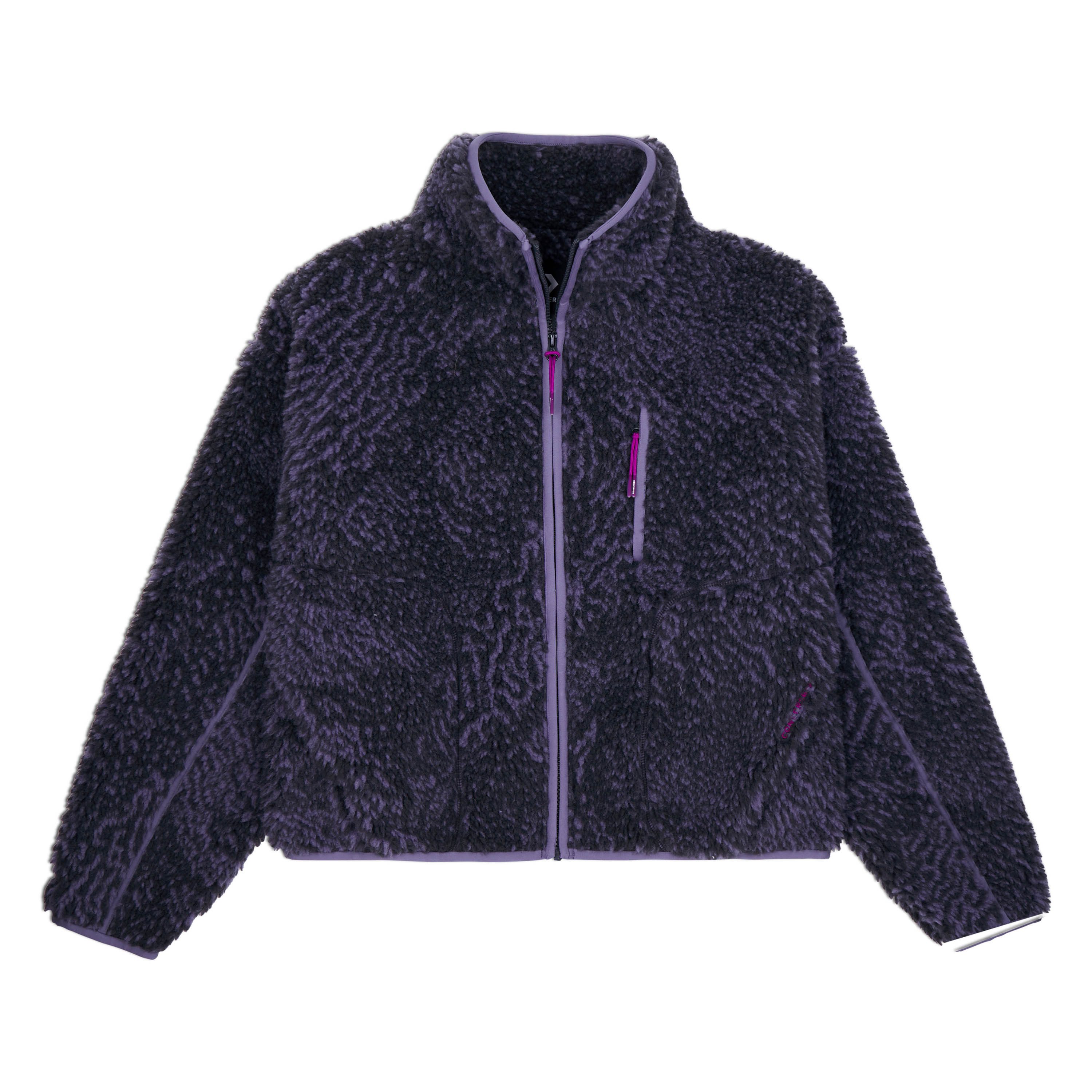 Converse Fleecejack WOMEN'S CONVERSE PRINTED SHERPA FULL-ZIP JACKET dames fleece vesten maat M (38) paars