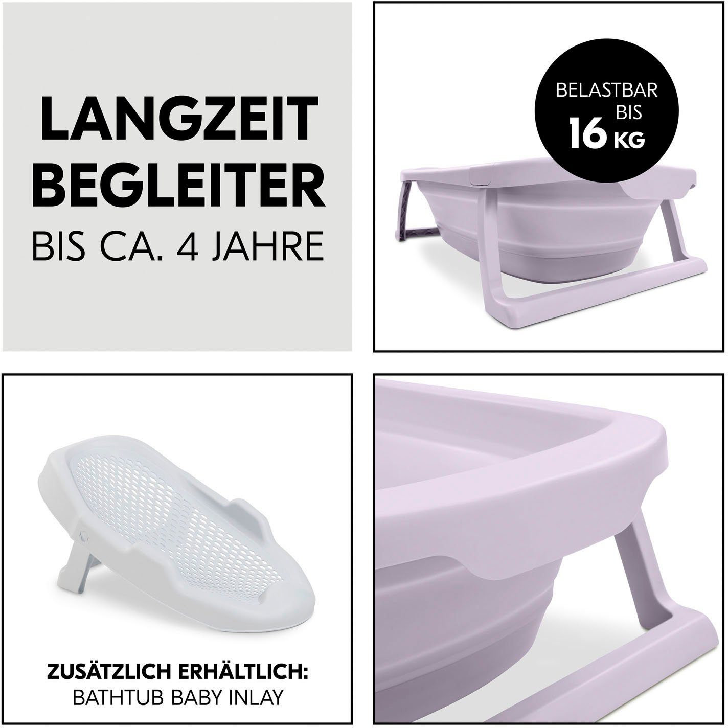 Hauck Babybadje Wash N Fold M, Lavender Vouwbad met watertemperatuurmeting aan de afvoerstop