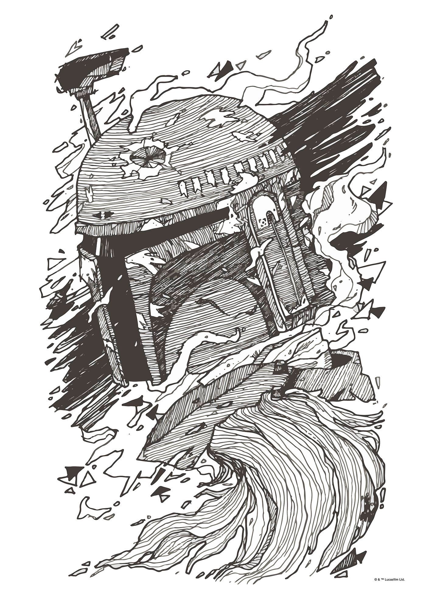 Komar Artprint Star Wars Boba Fett Drawing