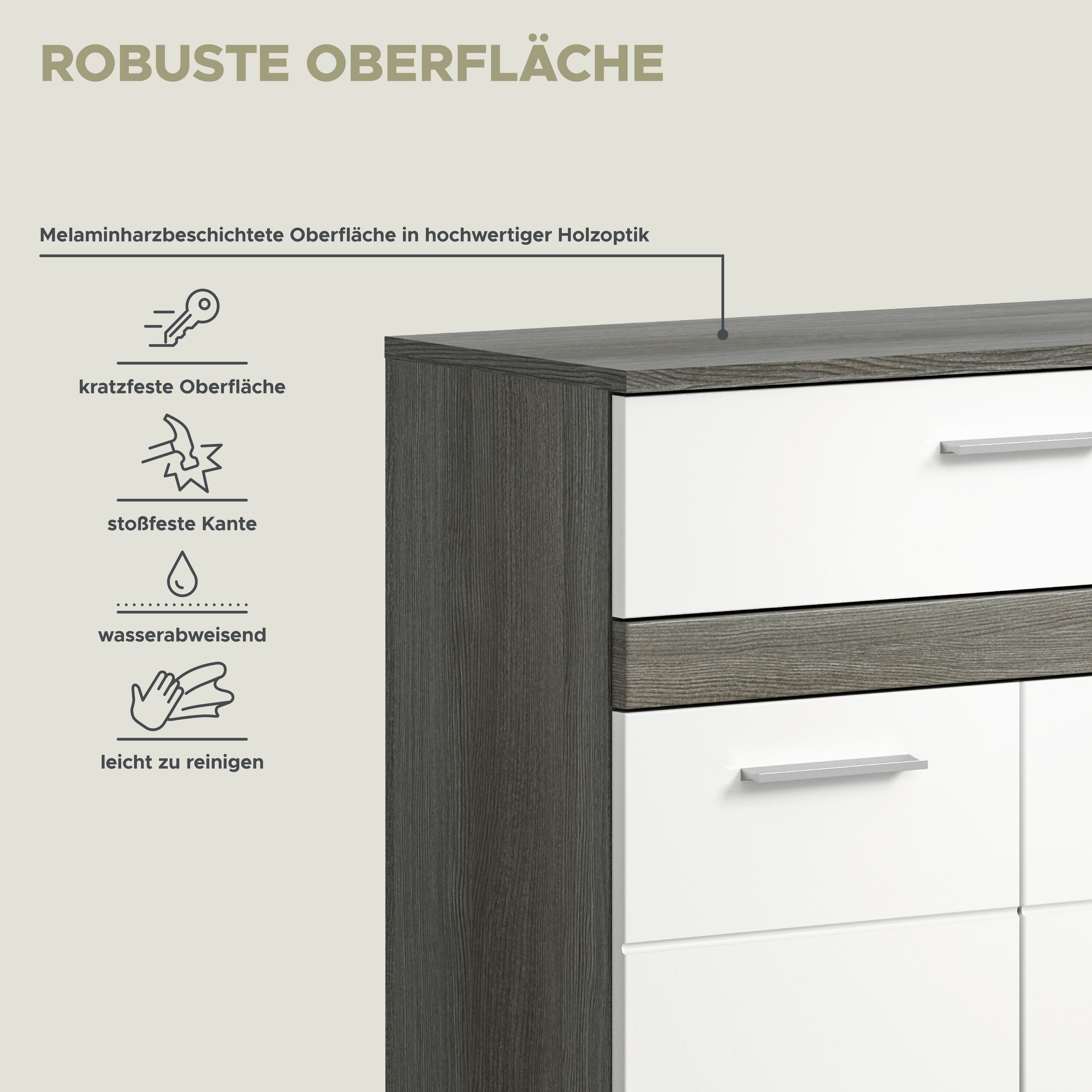 welltime Halfhoge kast LUCCA, TOPSELLER!, Hoogte 79 cm, 2 deuren, 1 lade, 1 legplank
