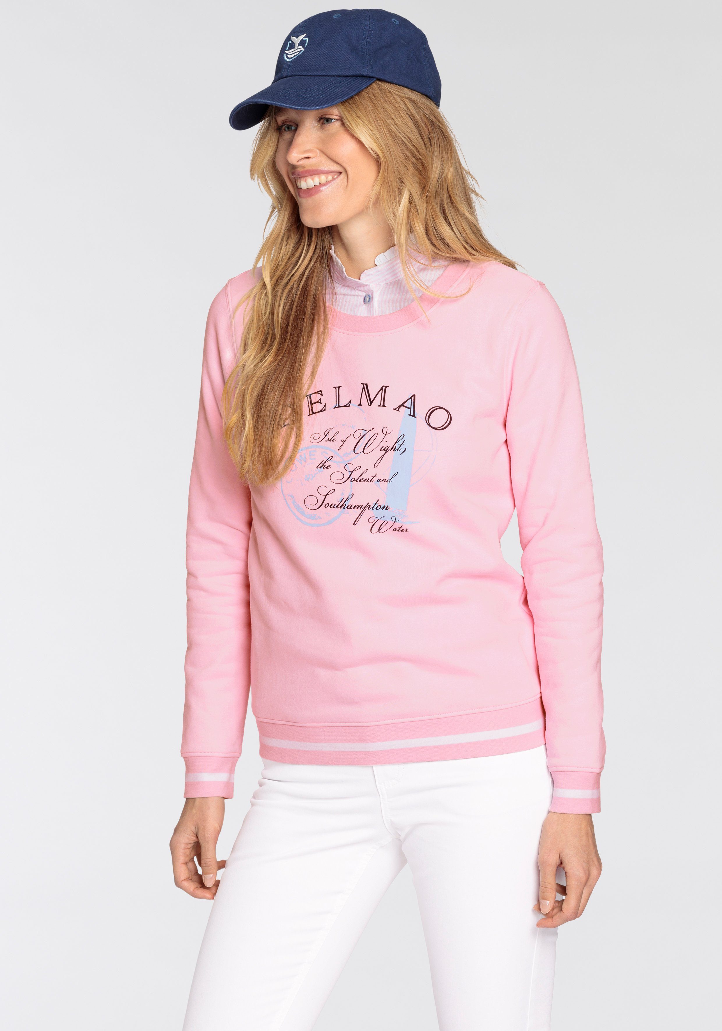 DELMAO Sweatshirt met sportieve contrasterende strepen op de boorden