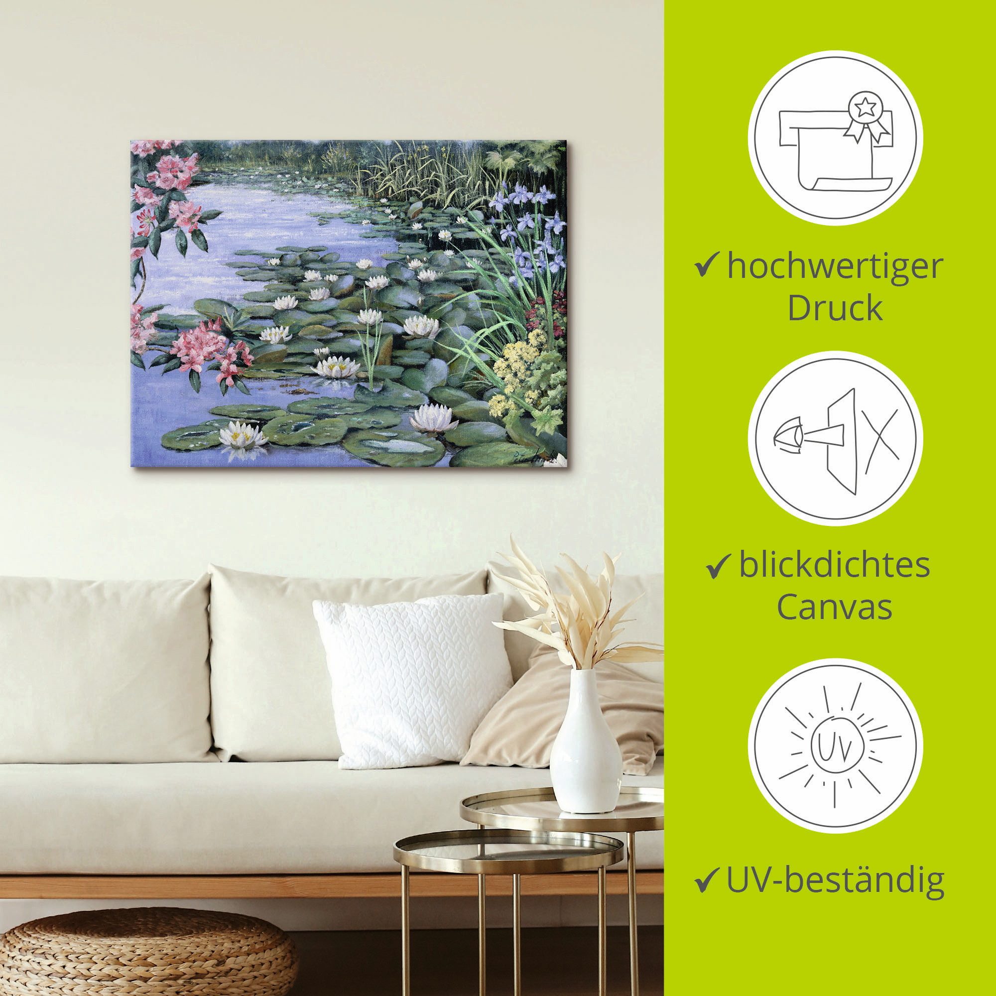 Artland Artprint op linnen Het meer gespannen op een spieraam