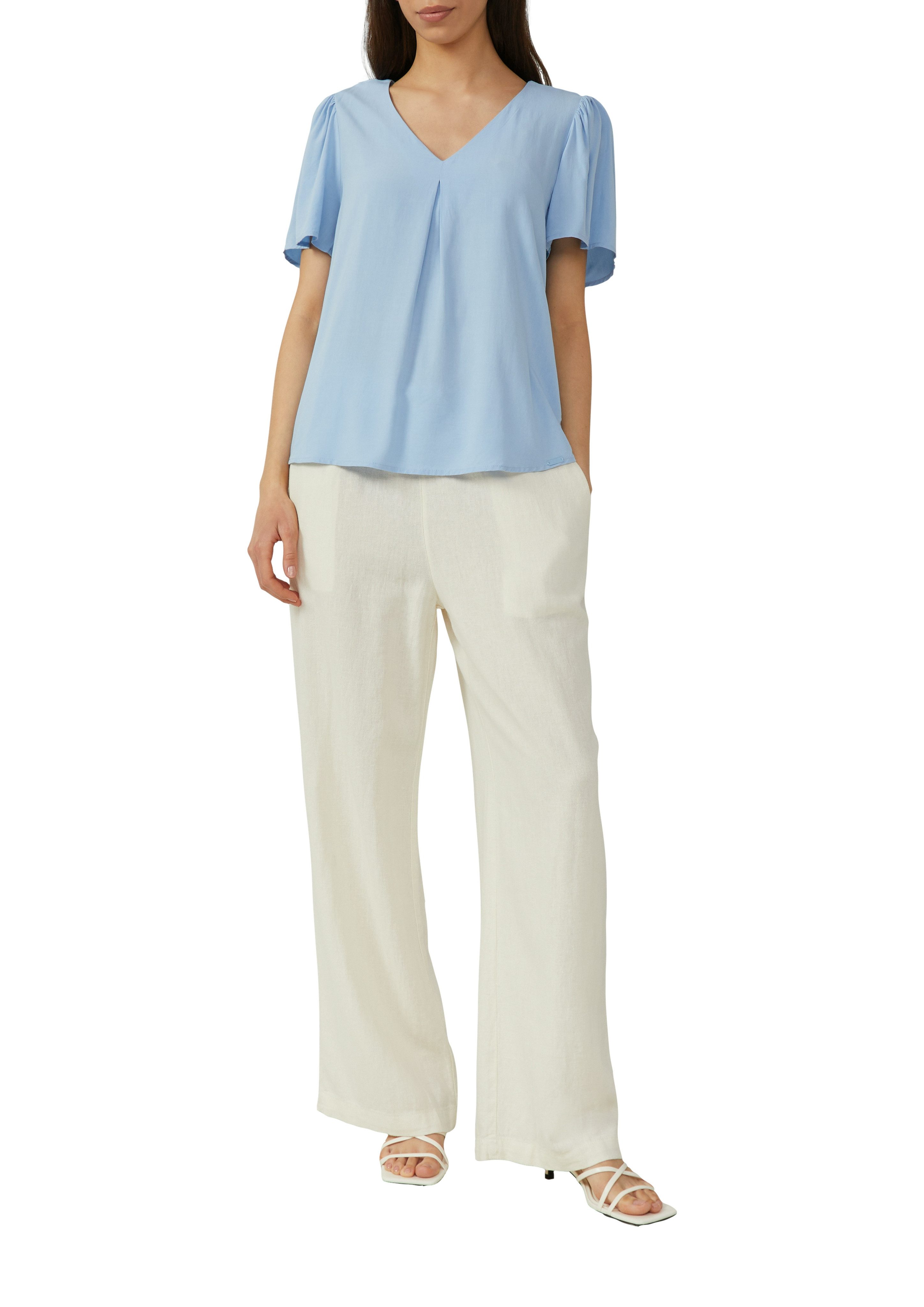 Q/S designed by Blouse met korte mouwen met v-halslijn en van viscose