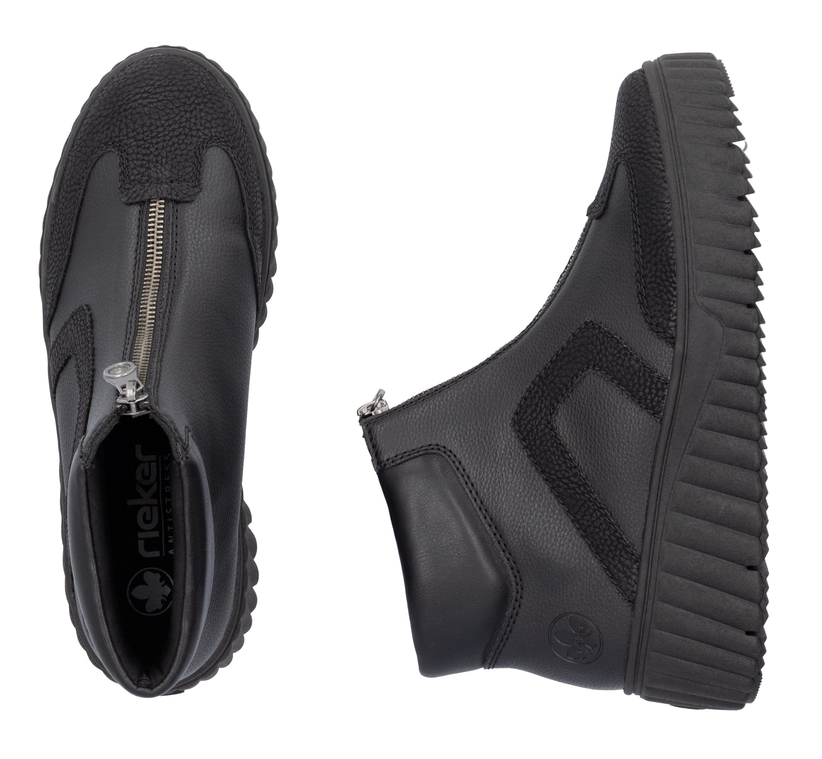 Rieker Boots zonder sluiting enkellaars, sleehak, plateaulaarzen met gewatteerde schaprand