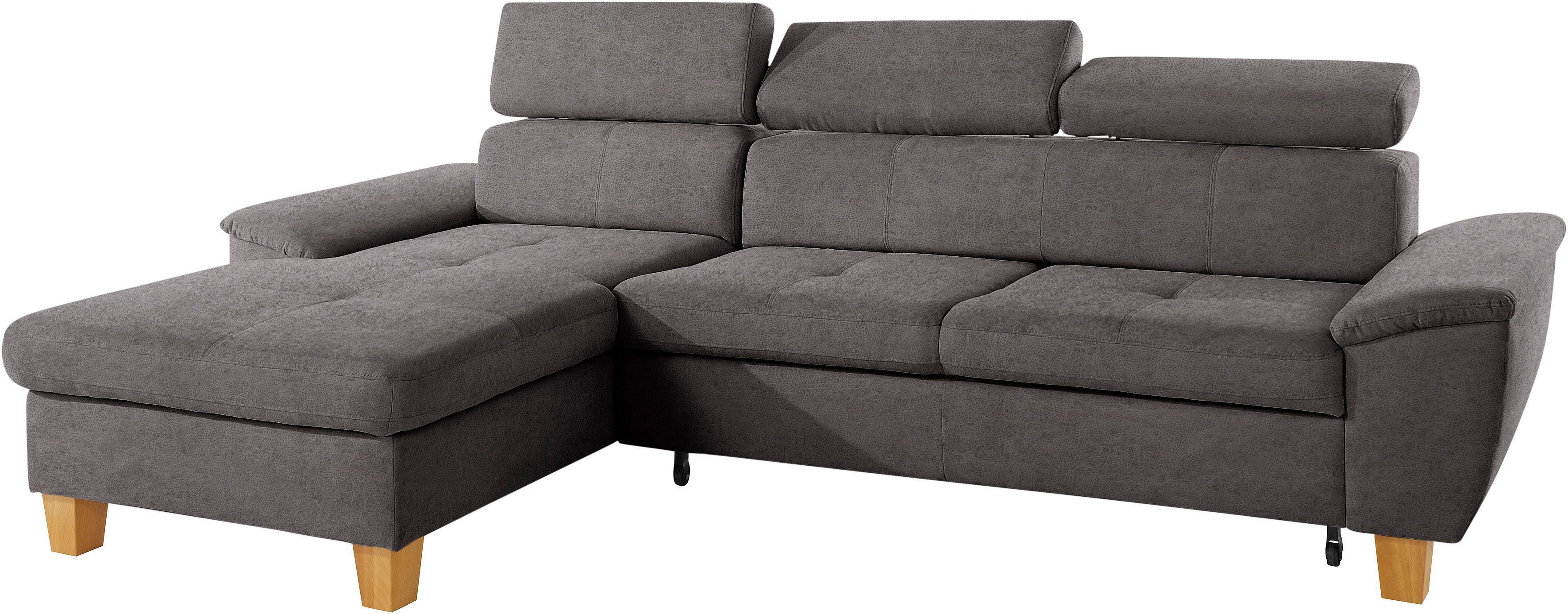 exxpo - sofa fashion Hoekbank Enya, uitgebreide afwerking, hoog zitcomfort, comfortabel, L-vorm inclusief verstelbare hoofdsteun, naar keuze met slaapfunctie en bedkist