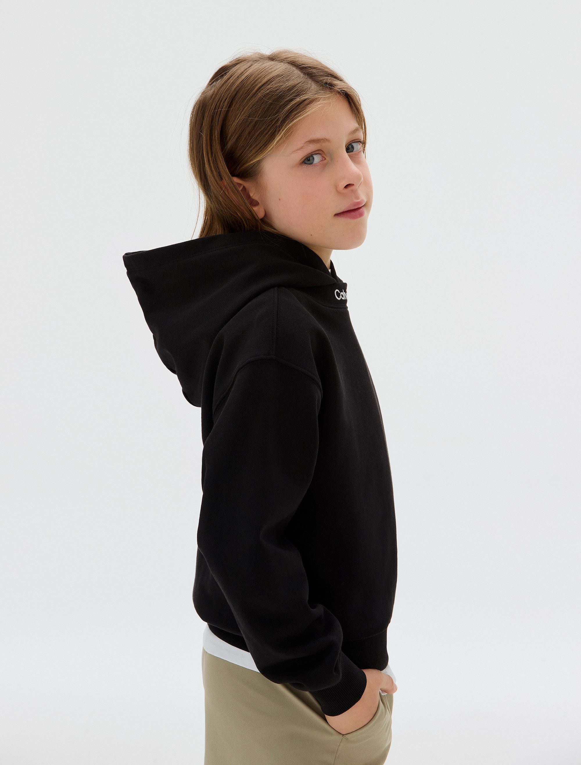 Calvin Klein Hoodie NECK EMBRO LOGO TERRY HOODIE voor kinderen tot 16 jaar, logo-opschrift