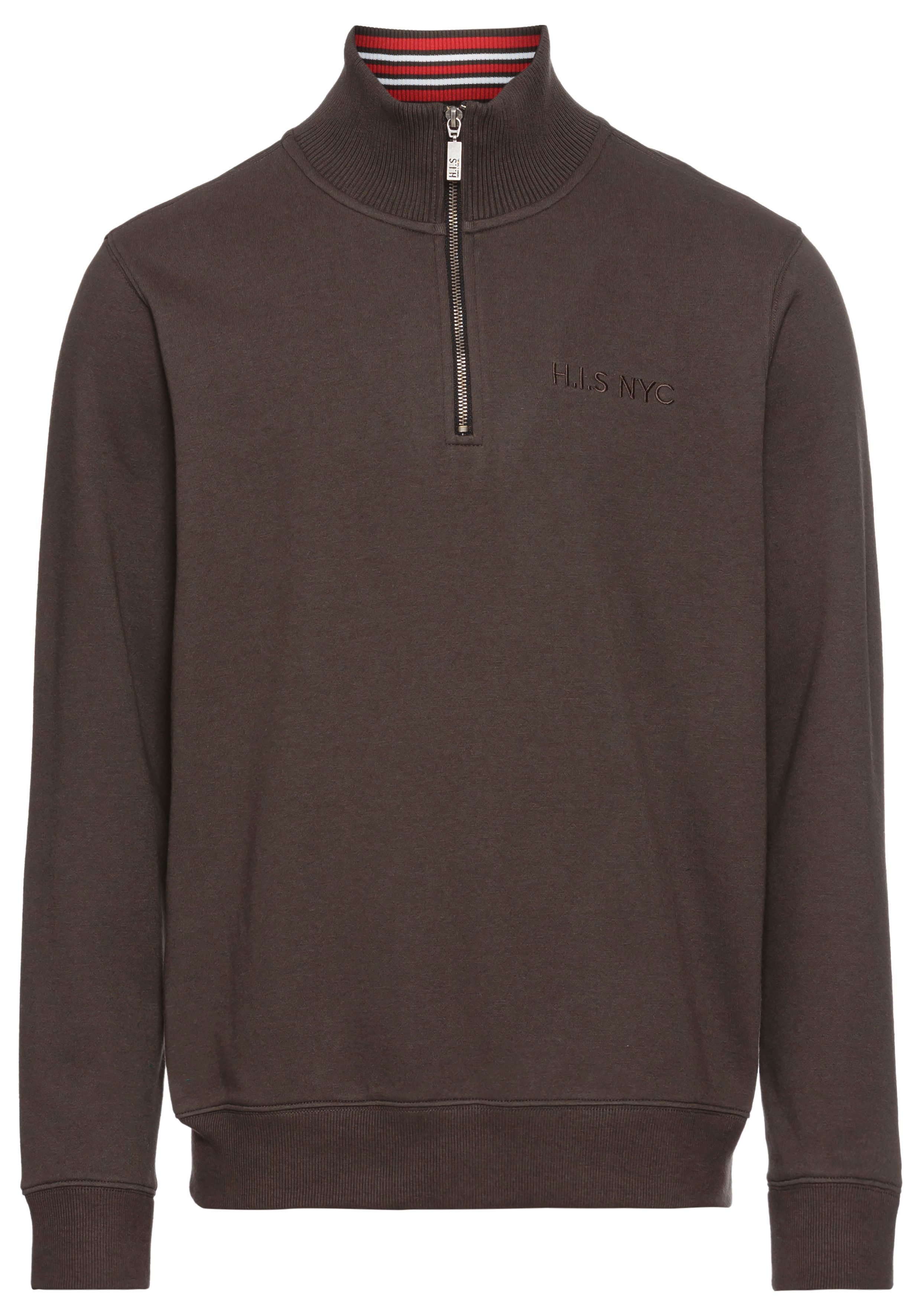 H.I.S Sweatshirt effen van rekbare sweatstof met logoborduring