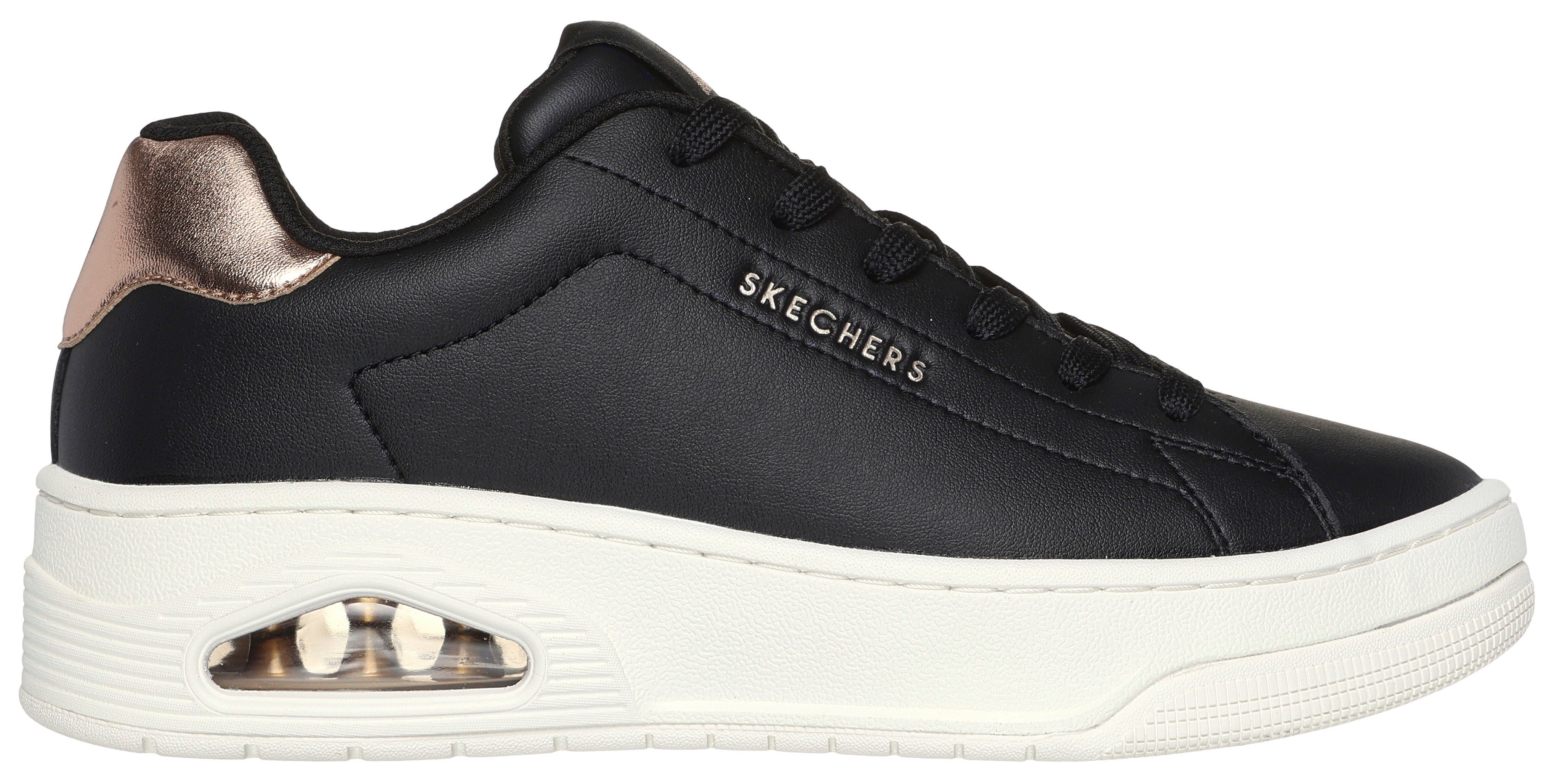 Skechers Sneakers UNO COURT met metallic-applicatie, vrijetijdsschoen, lage schoen, veterschoen
